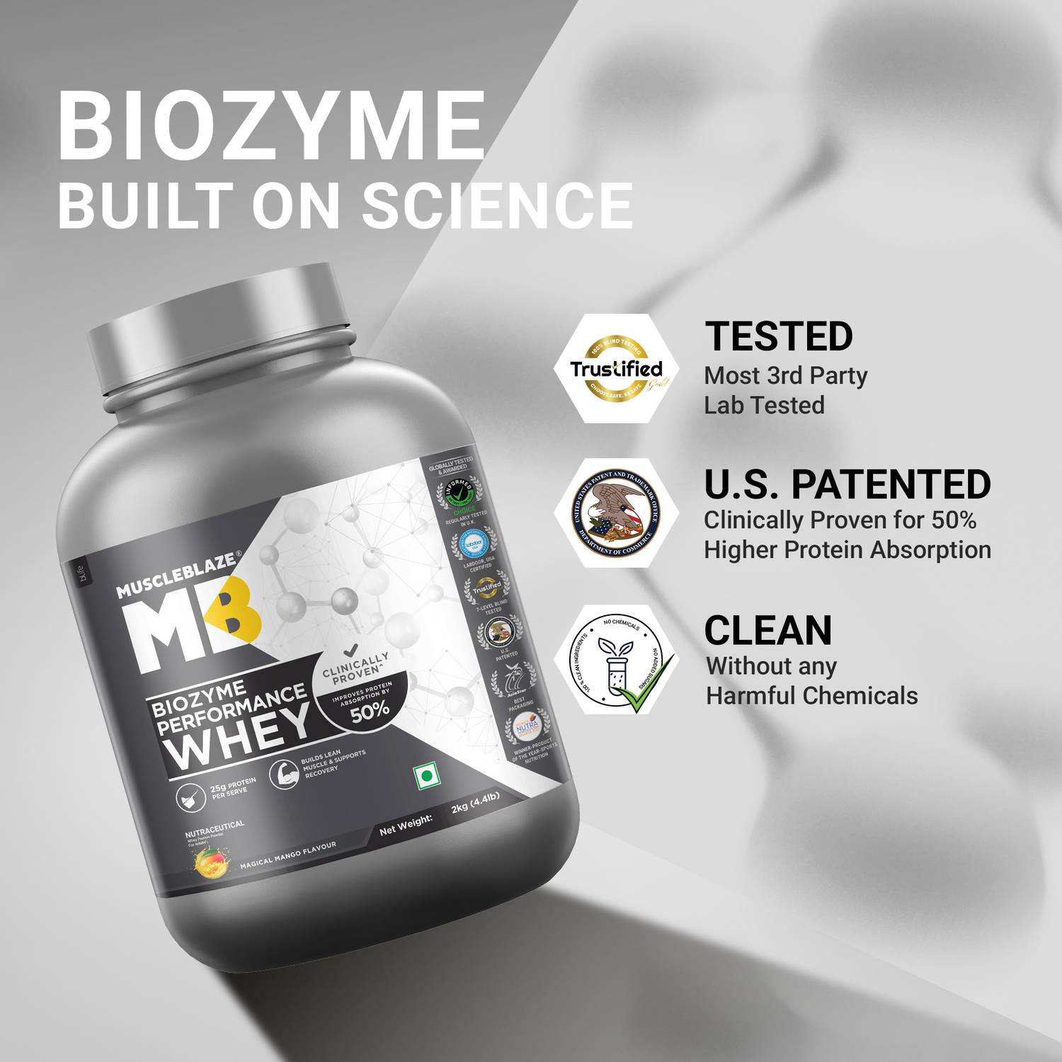 MUSCLEBLAZE Biozyme Performance Whey Protein Powder, 25g - Image 4