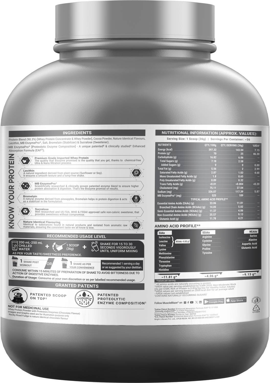MUSCLEBLAZE Biozyme Performance Whey Protein Powder 25g - Image 5