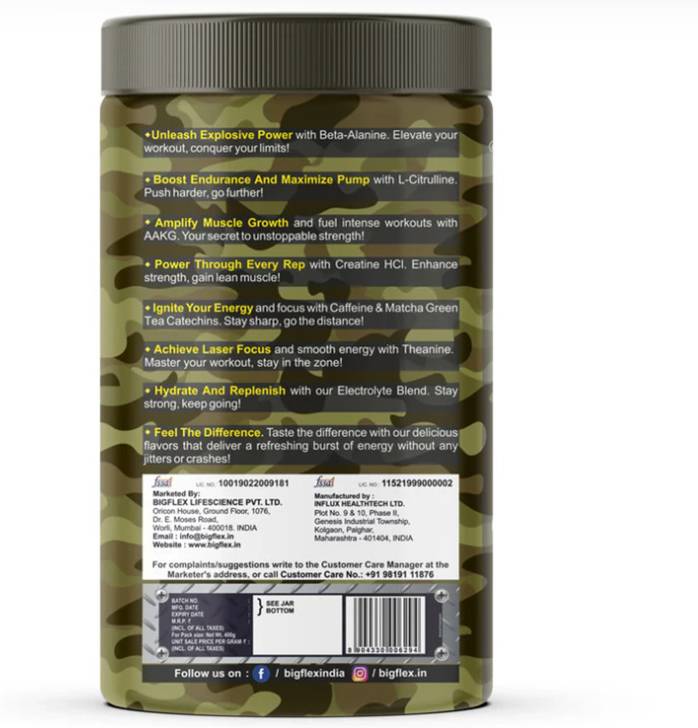 Image of Bigflex Nuke Pre-Workout (FRUIT PUNCH) Creatine