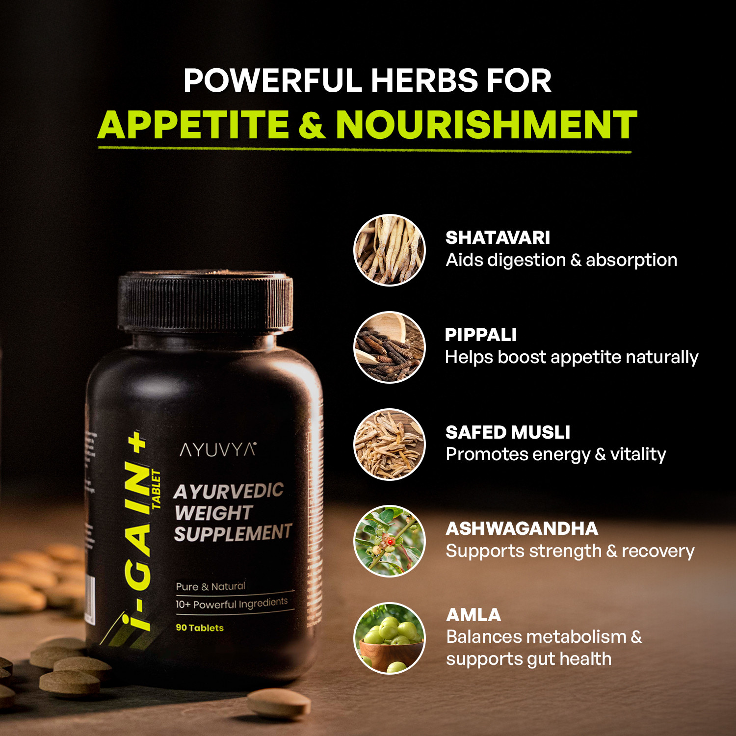 Image of Ayuvya i-GAIN+, Clinically Proven Ayurvedic Weight Gainer Combo Improve Digestion