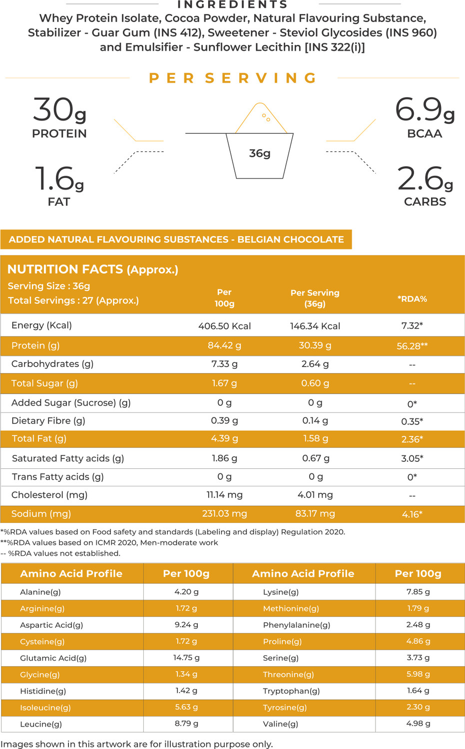Image of NATURALTEIN Whey Isolate Belgian Chocolate | 30g Protein | Natural & Clean Whey Protein