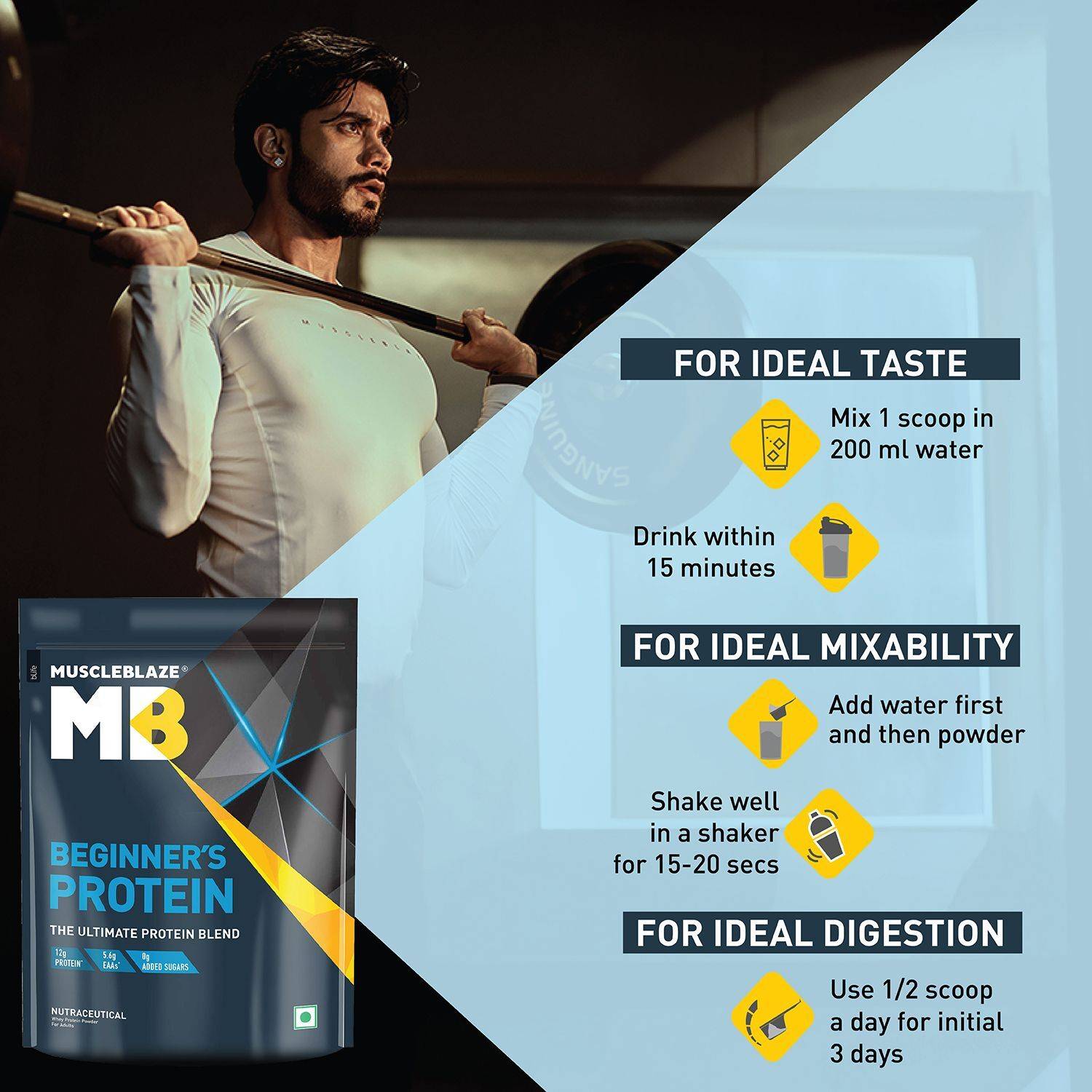 MUSCLEBLAZE Beginner's Whey Protein 500g - Image 4