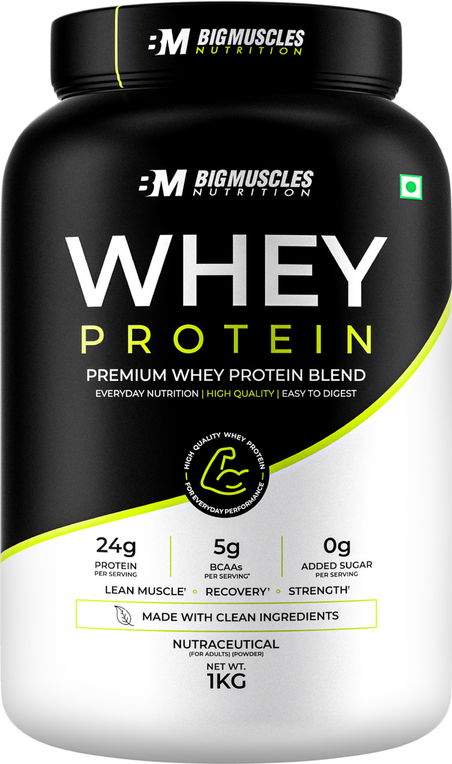Image of BIGMUSCLES NUTRITION Whey Protein | 24g Whey Protein Concentrate + Isolate | 5g BCAA | Xymore Tech. Whey Protein