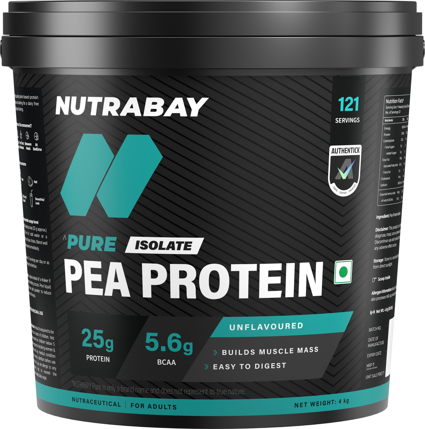 Image of Nutrabay Pure 100% Pea Isolate - Plant-Based Protein