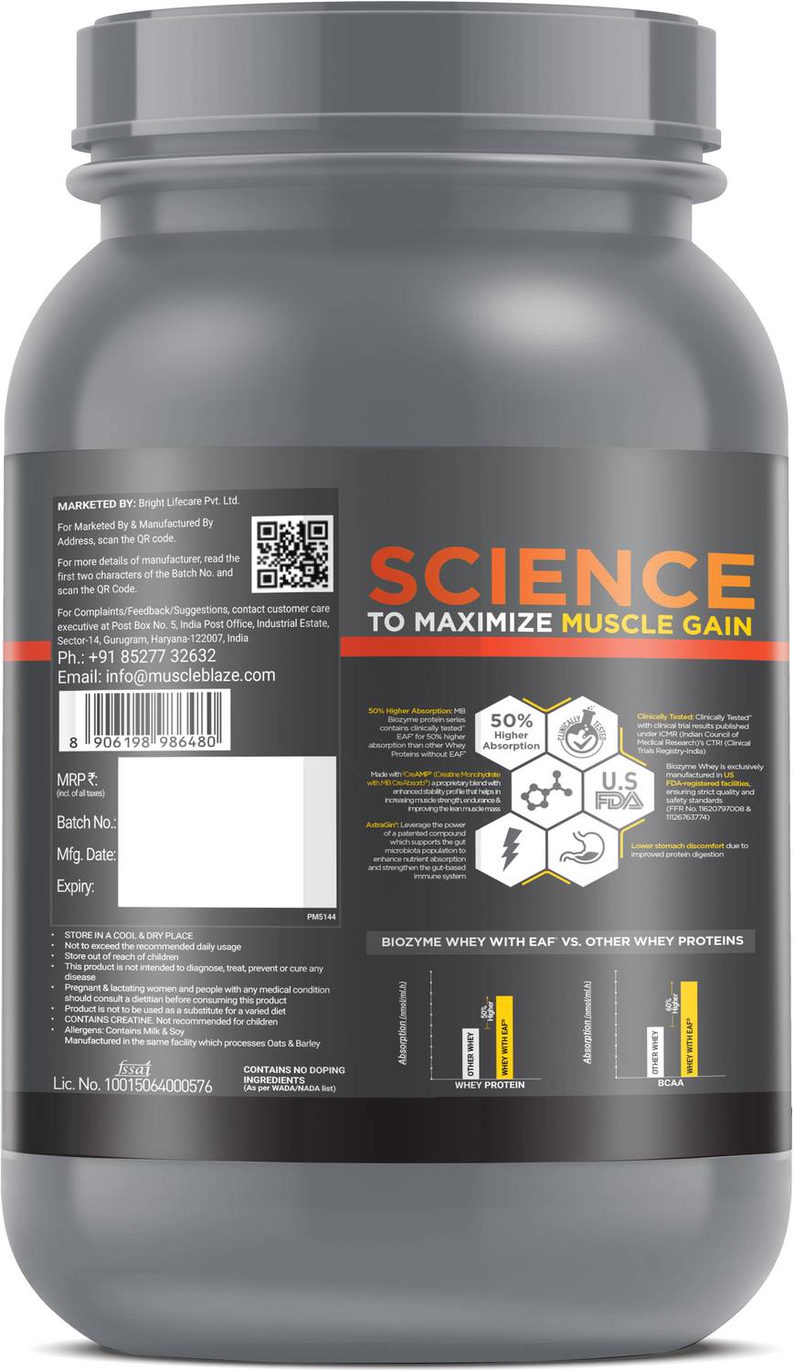 MUSCLEBLAZE Biozyme Whey PR with Creatine & AstraGin - Image 5