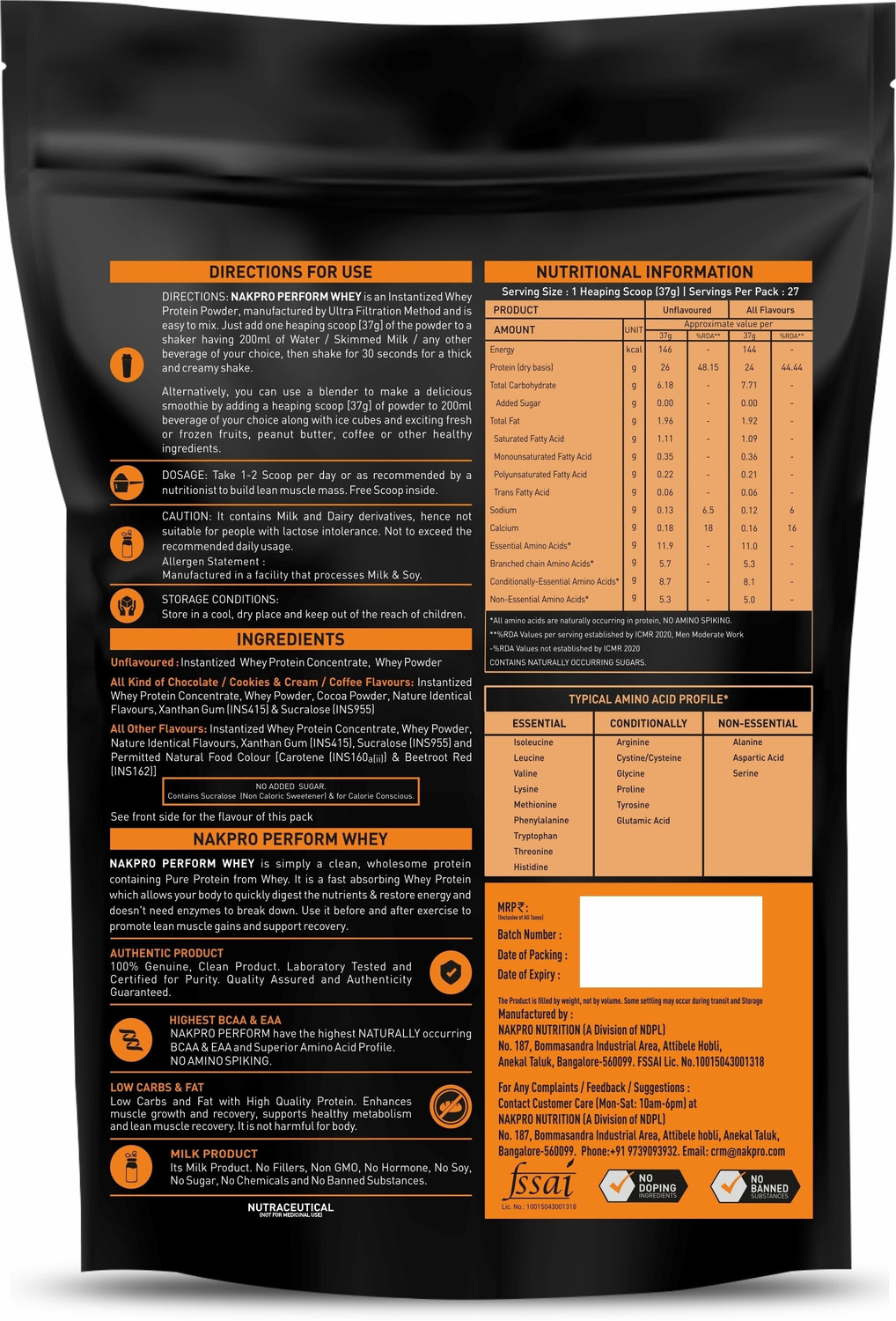 Image of Nakpro Perform Whey Protein Concentrate with Creatine Monohydrate | 100g Creatine + Whey Protein