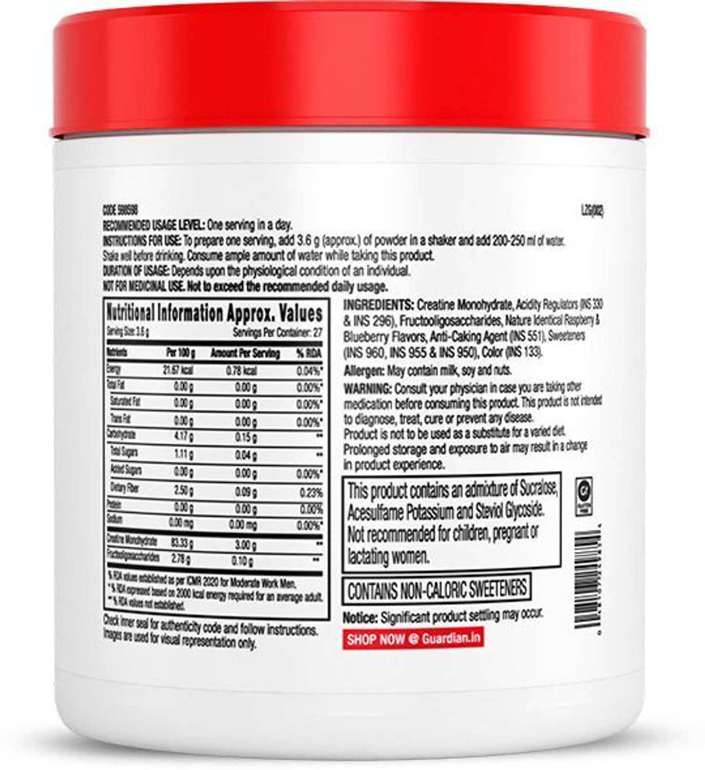 Image of GNC Creatine Monohydrate (100g, Orange) + Creatine Monohydrate (100g, Blueberry) Creatine