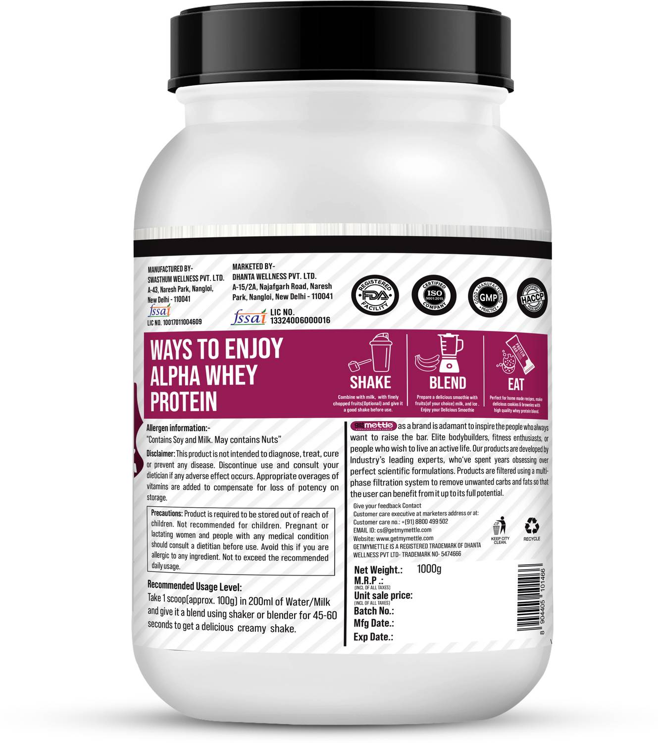 METTLE Alpha Whey Protein 1 kg - Image 3