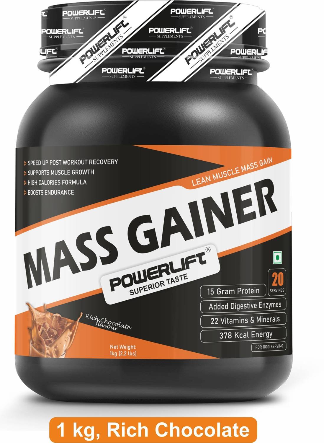 POWERLIFT For Lean Muscle Gain Protein Powder, with Multivitamins