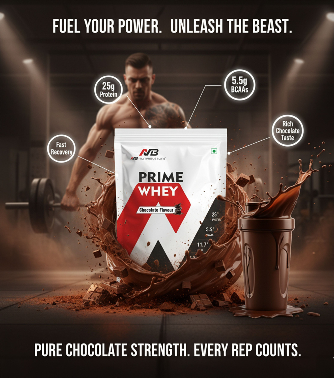 Image of Nutrabustling Prime Whey Protien Supplement Powder, 25g Protein Per Scoop Whey Protein