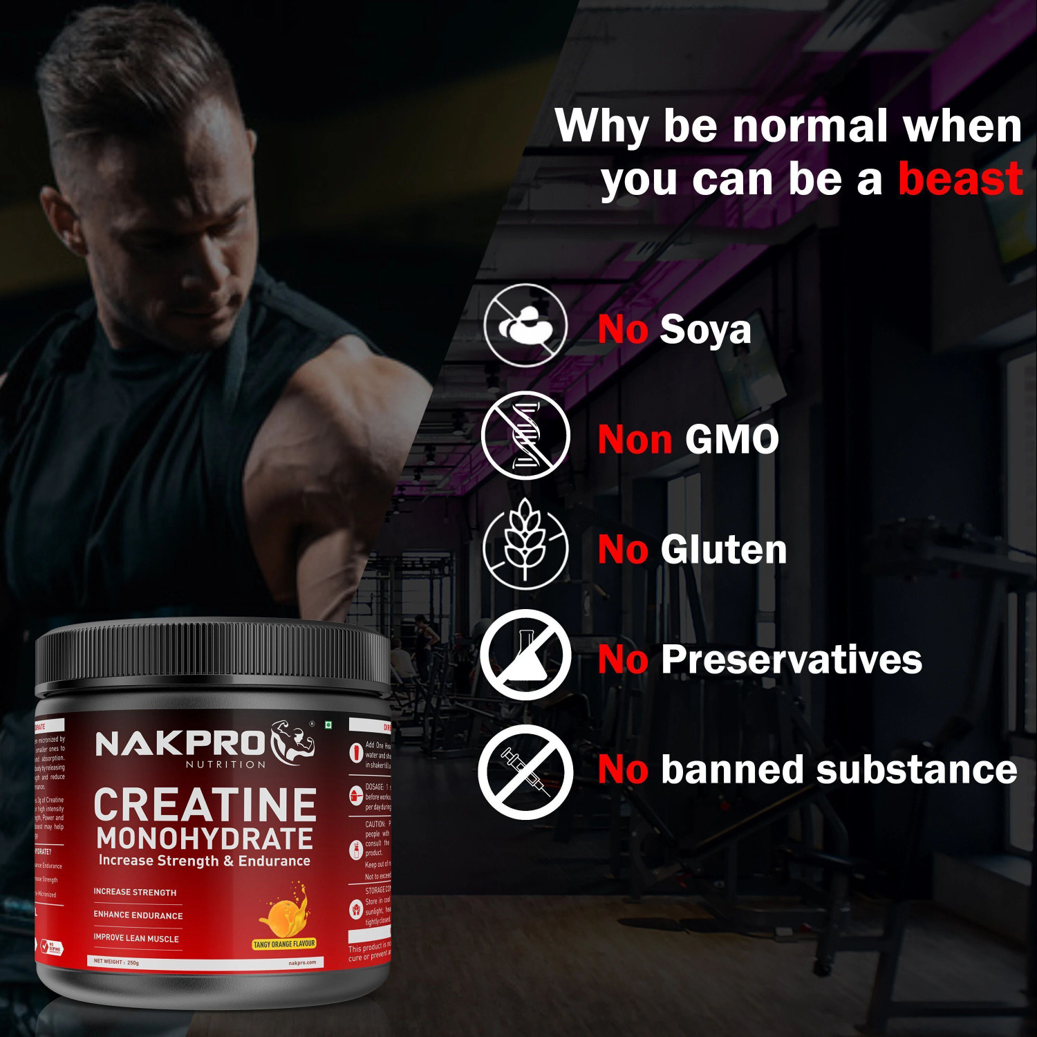 Image of Nakpro Micronized Creatine Monohydrate Jar Trustified Certified, Supports Muscle Growth Creatine