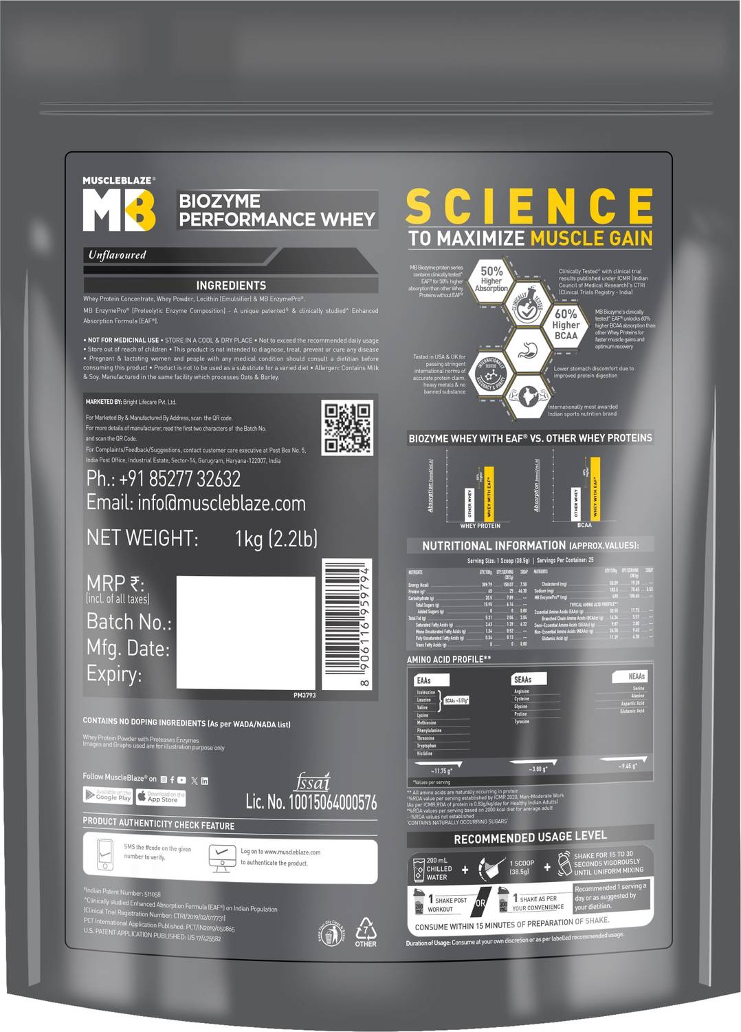 MUSCLEBLAZE Biozyme Whey Protein 25g - Image 5