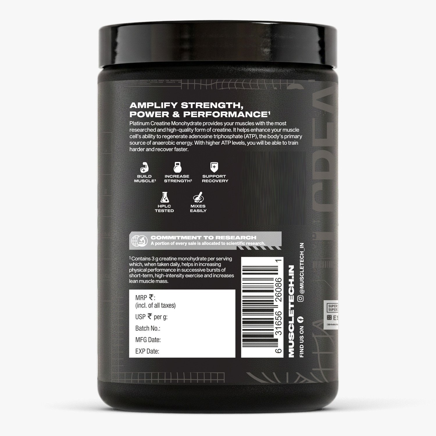 Image of Muscletech Platinum Creatine Monohydrate Micronized Powder | 3 g Creatine per Serving Creatine