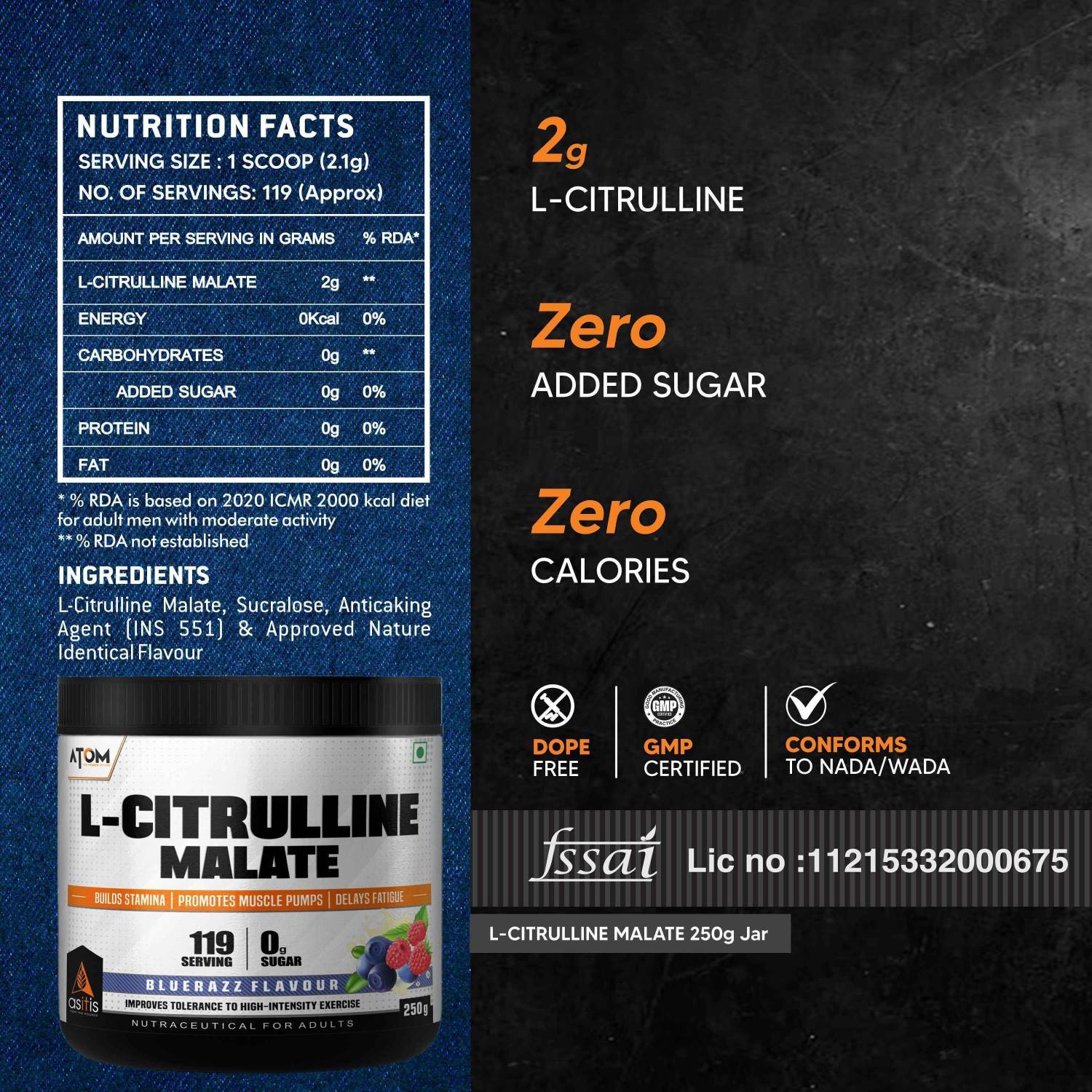 AS-IT-IS Nutrition ATOM L Citrulline Malate 2:1 - 250g - Image 2