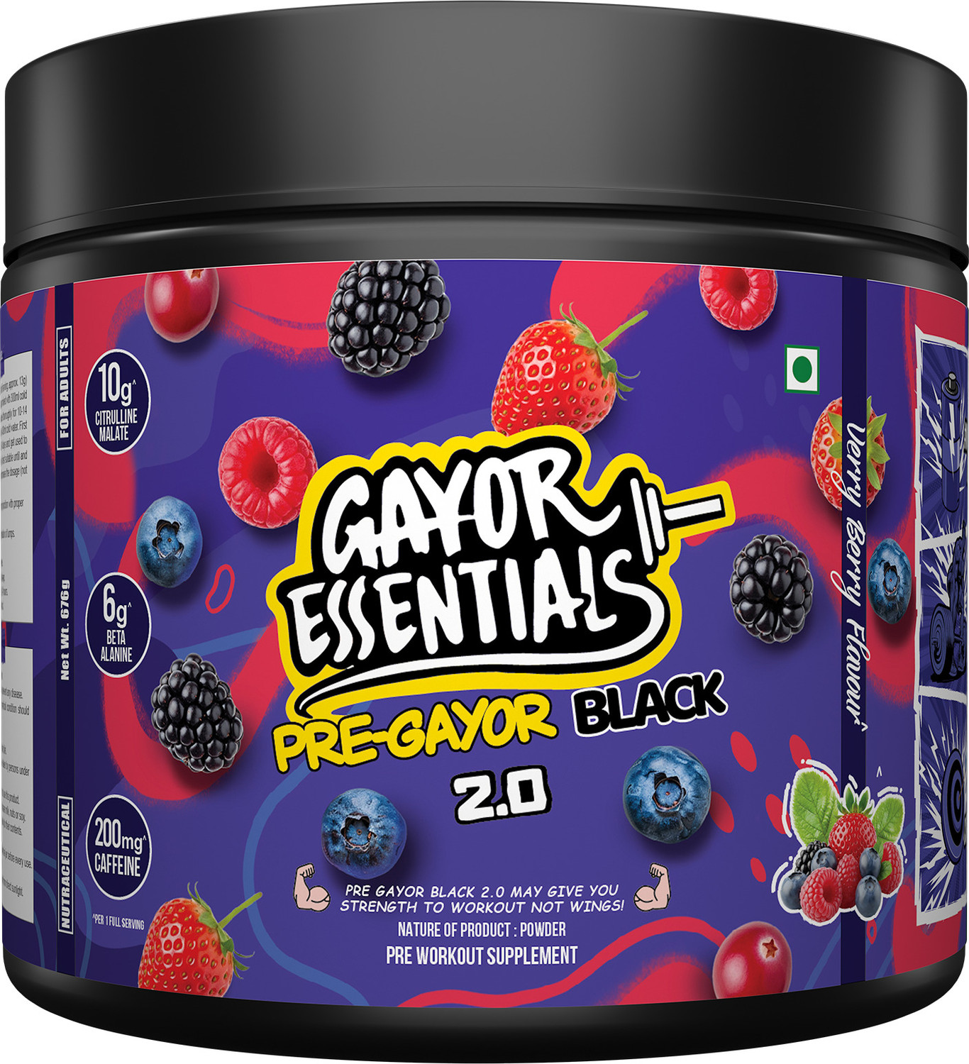 Image of gayor essentials Pre Gayor Black 2.0 Optimally Dosed Advanced High-Stim Energy with Pumps Focus Pre Workout
