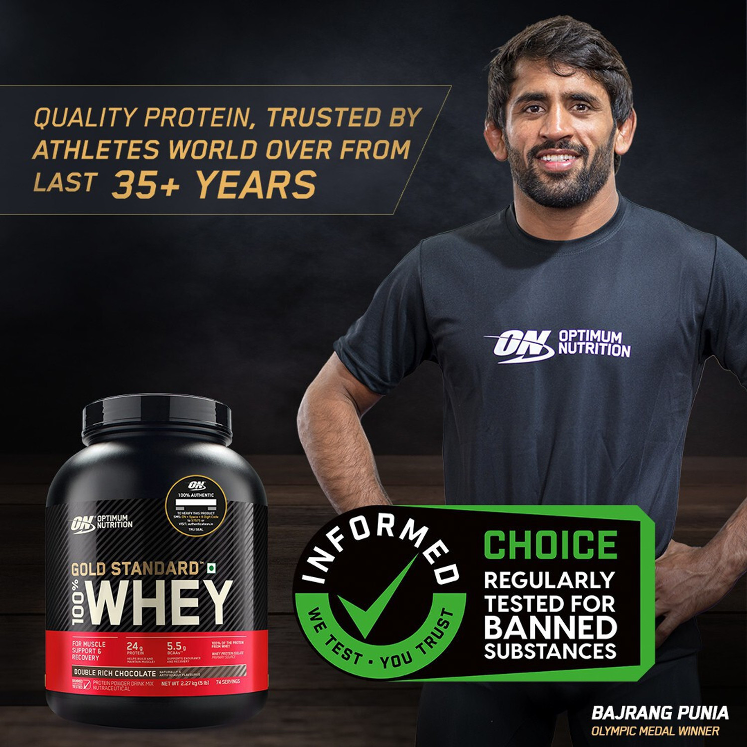 Optimum Nutrition (ON) Gold Standard 100% Whey Protein Powder - Primary ...