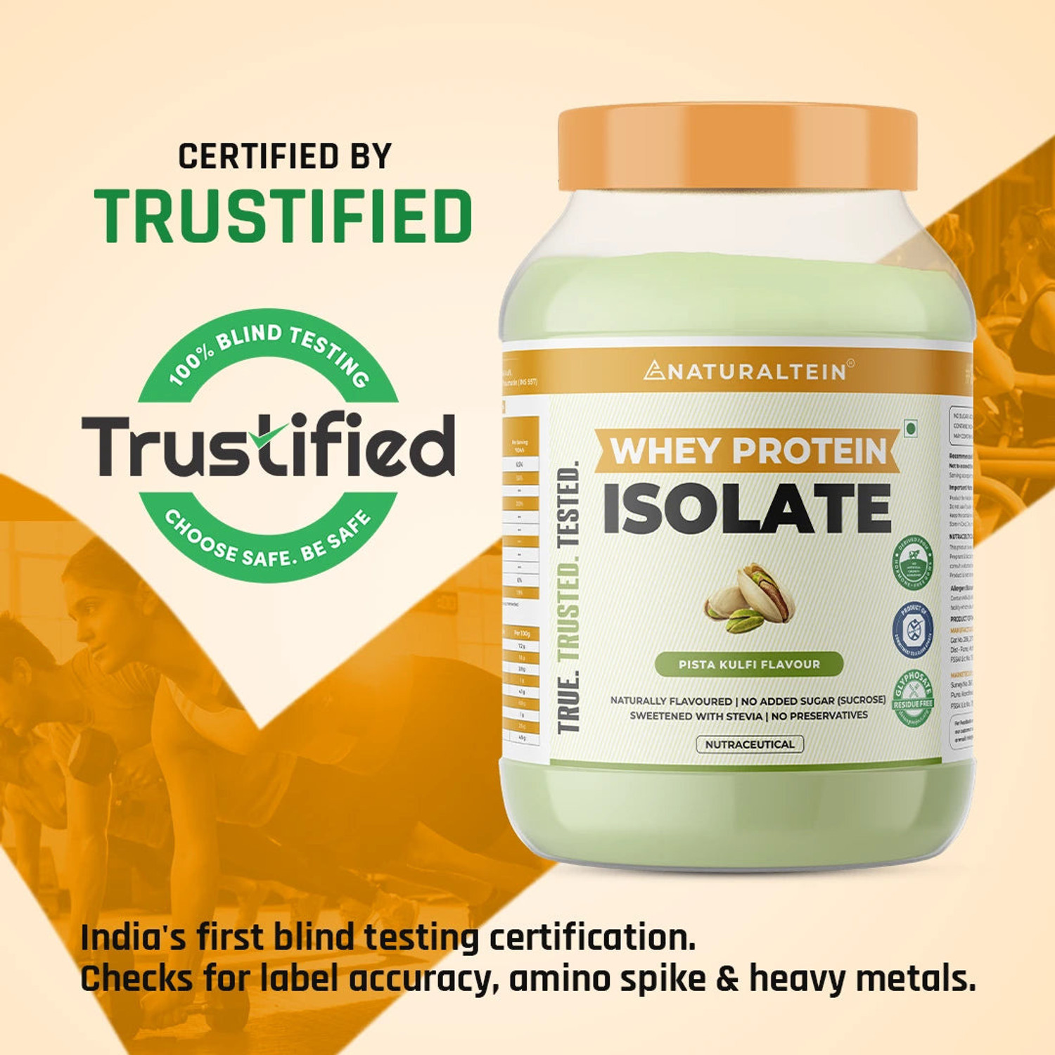 Image of NATURALTEIN Whey Isolate 1kg Pista Kulfi | 30g Protein | Clean, Natural & Sugar-Free Whey Protein