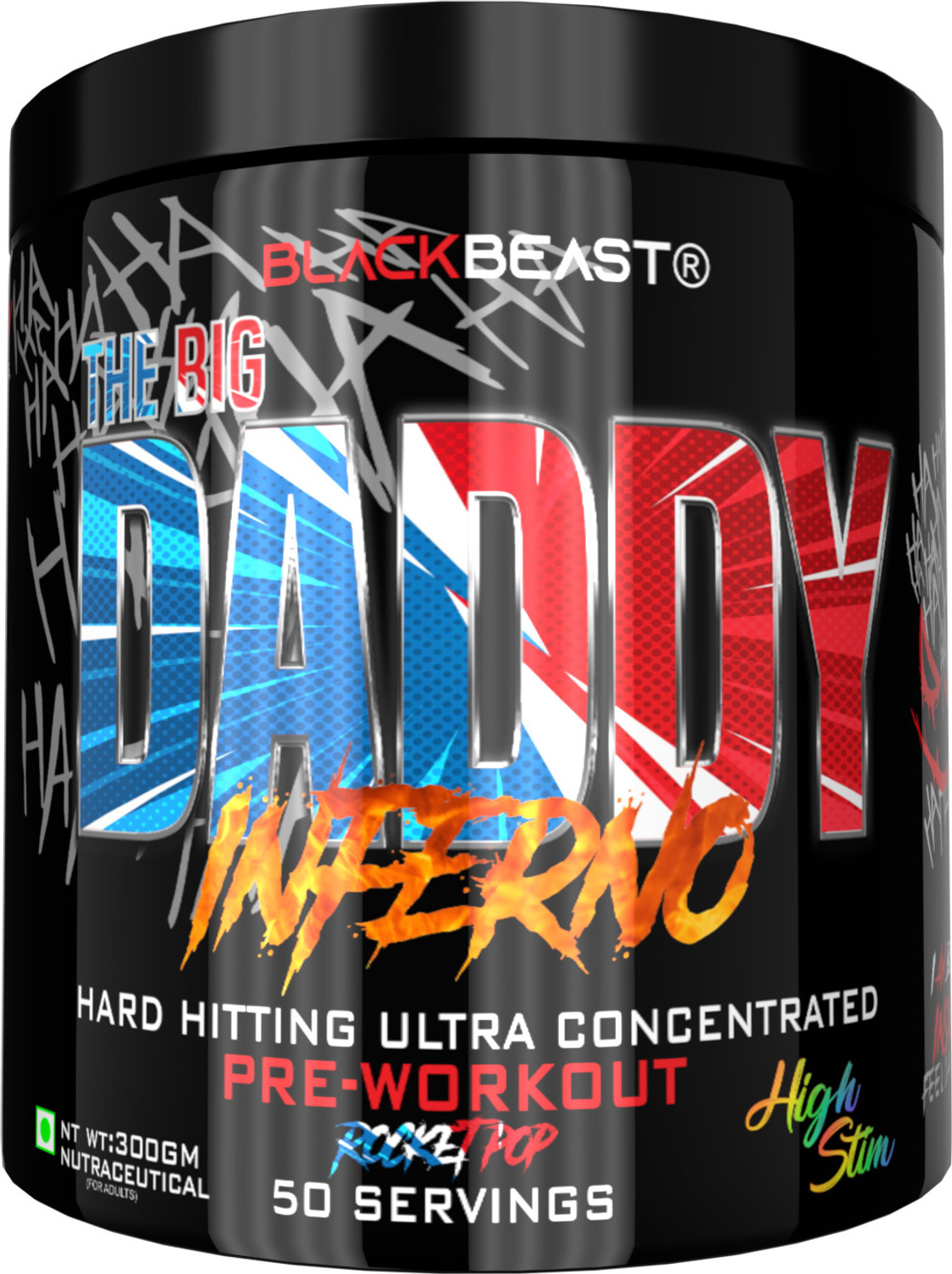 Image of Black Beast The Big Daddy Inferno Preworkout 50 Serving 4500mg Citrulline,3000mg BetaAlanine Pre Workout