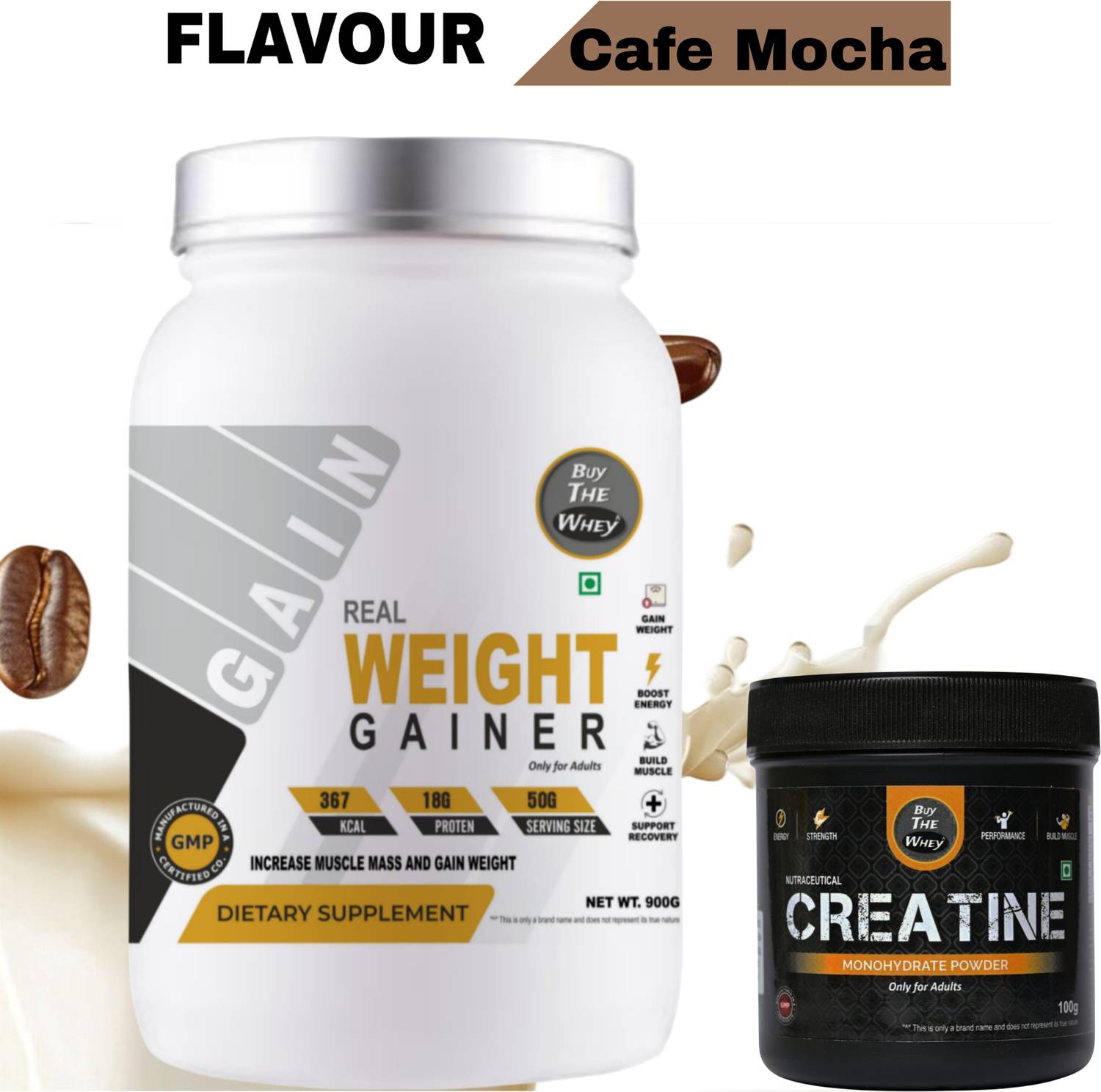 BUY THE WHEY Real Weight Gainer | Lab Tested | 100% Genuine | For Adults with creatine - Weight Gainers/Mass Gainers