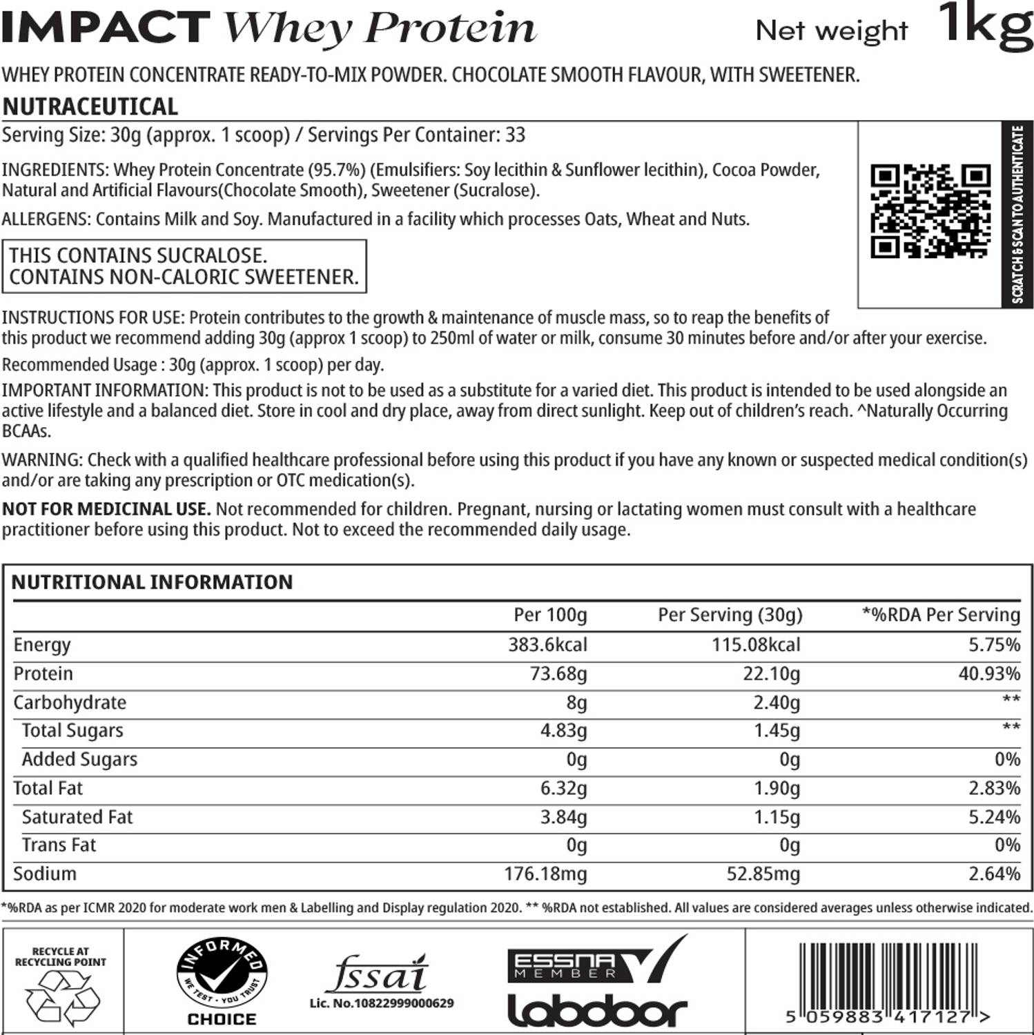 Myprotein Impact Whey Protein Powder 22g - Image 2