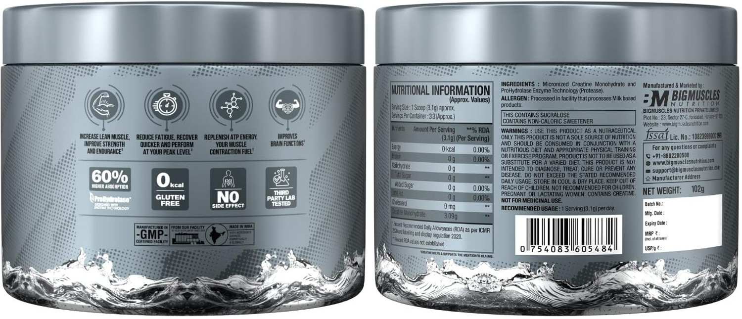 Image of ssn Creatine Powder [100 Grams, 33 Servings] Creatine