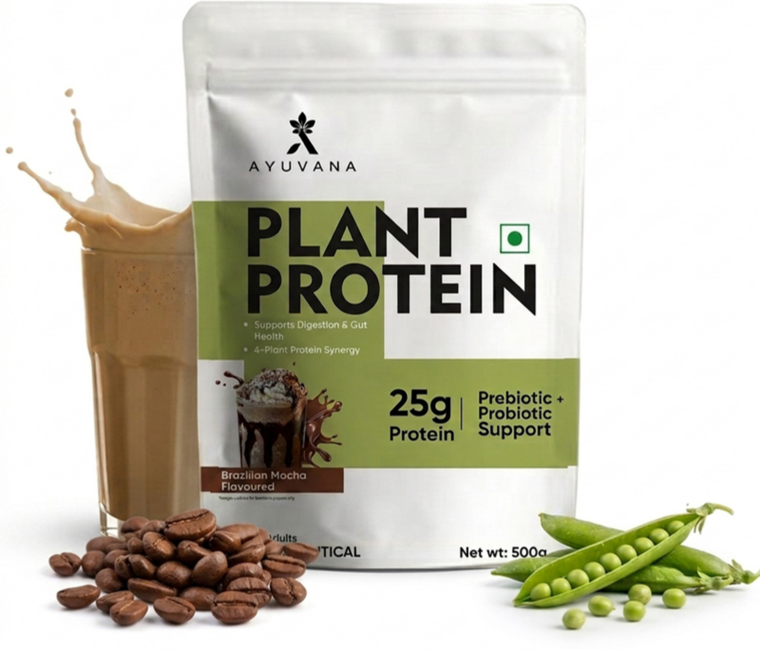Image of Ayuvana Plant Protein Powder with Prebiotics & Probiotics Plant-Based Protein
