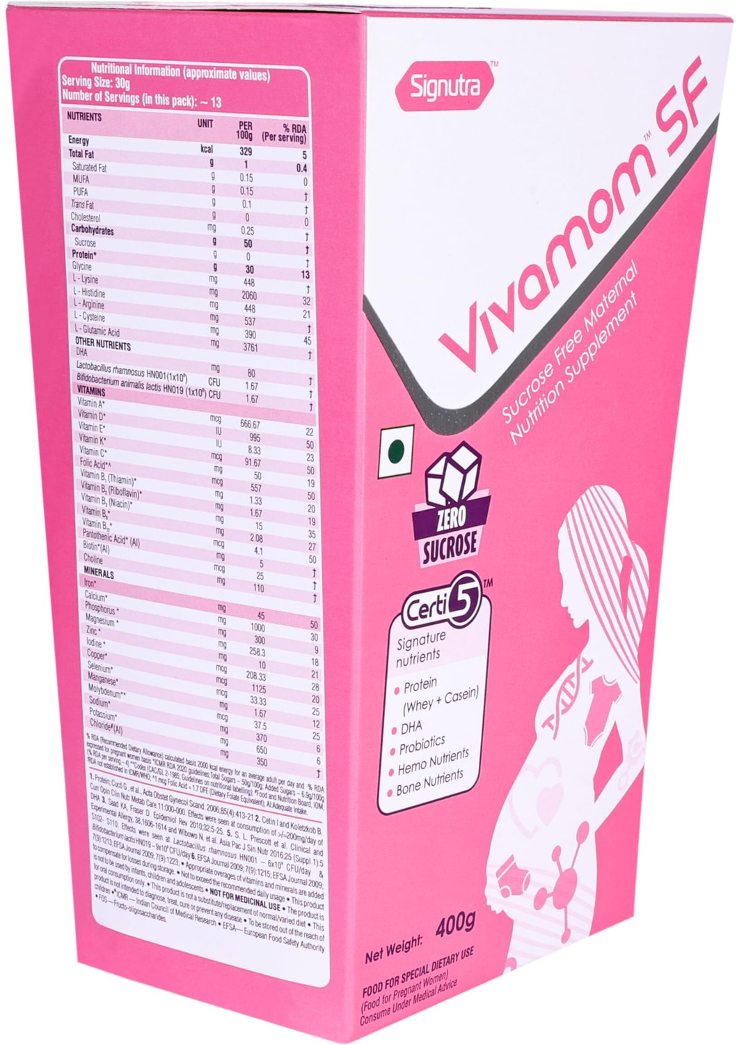 Image of vivamom SF Sucrose Free Maternal Nutrition Supplement Nutrition (400 g, Kesar Badam Whey Protein