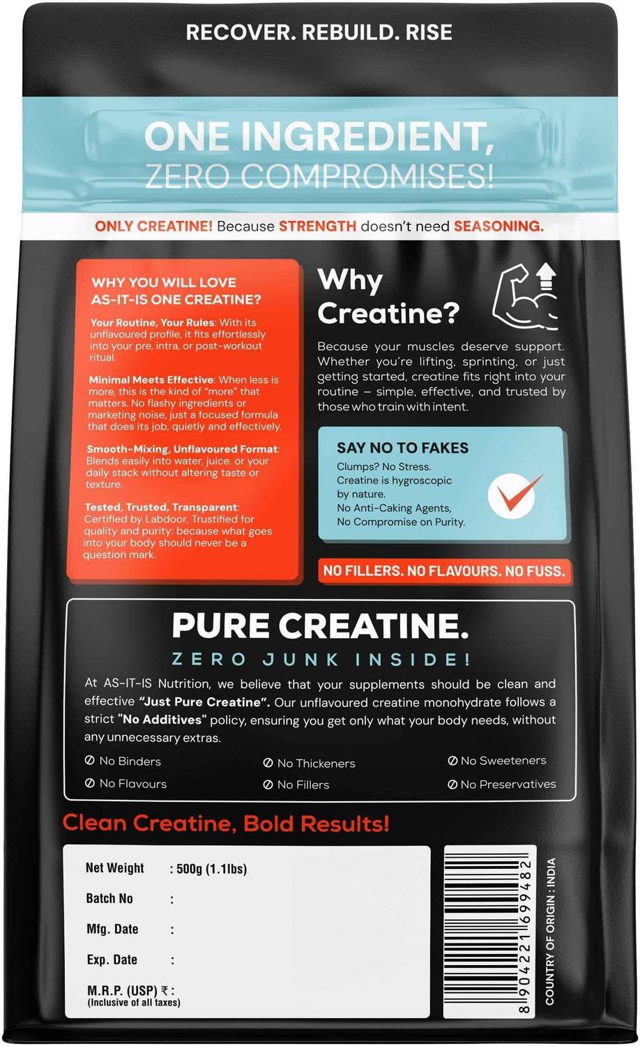 AS-IT-IS Nutrition One Monohydrate Creatine 250g - Image 4
