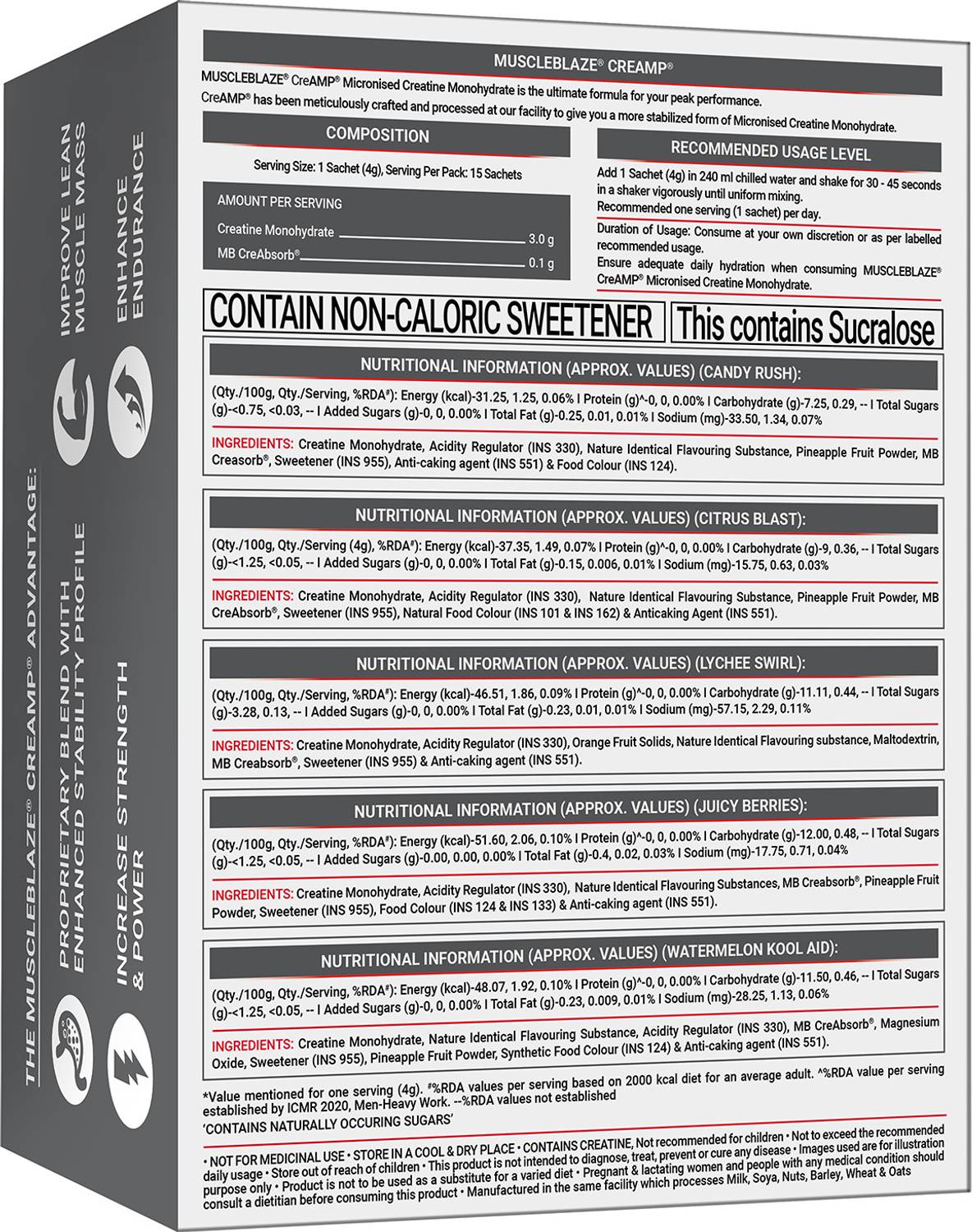 MUSCLEBLAZE Creatine Monohydrate 15 Sachets - Image 5