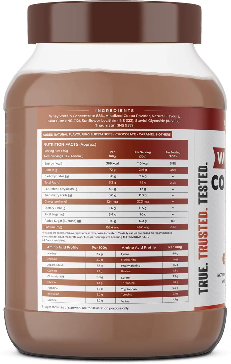 Image of NATURALTEIN Natural Whey Protein Concentrate Chocolate Caramel | 1 kg | Naturally Flavored Whey Protein