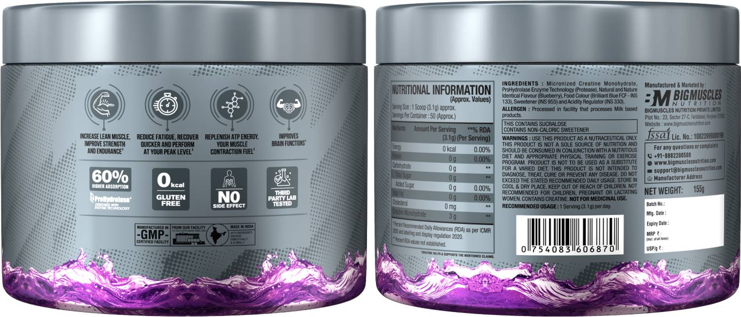 BIGMUSCLES Creatine Monohydrate 50 Servings - Image 2