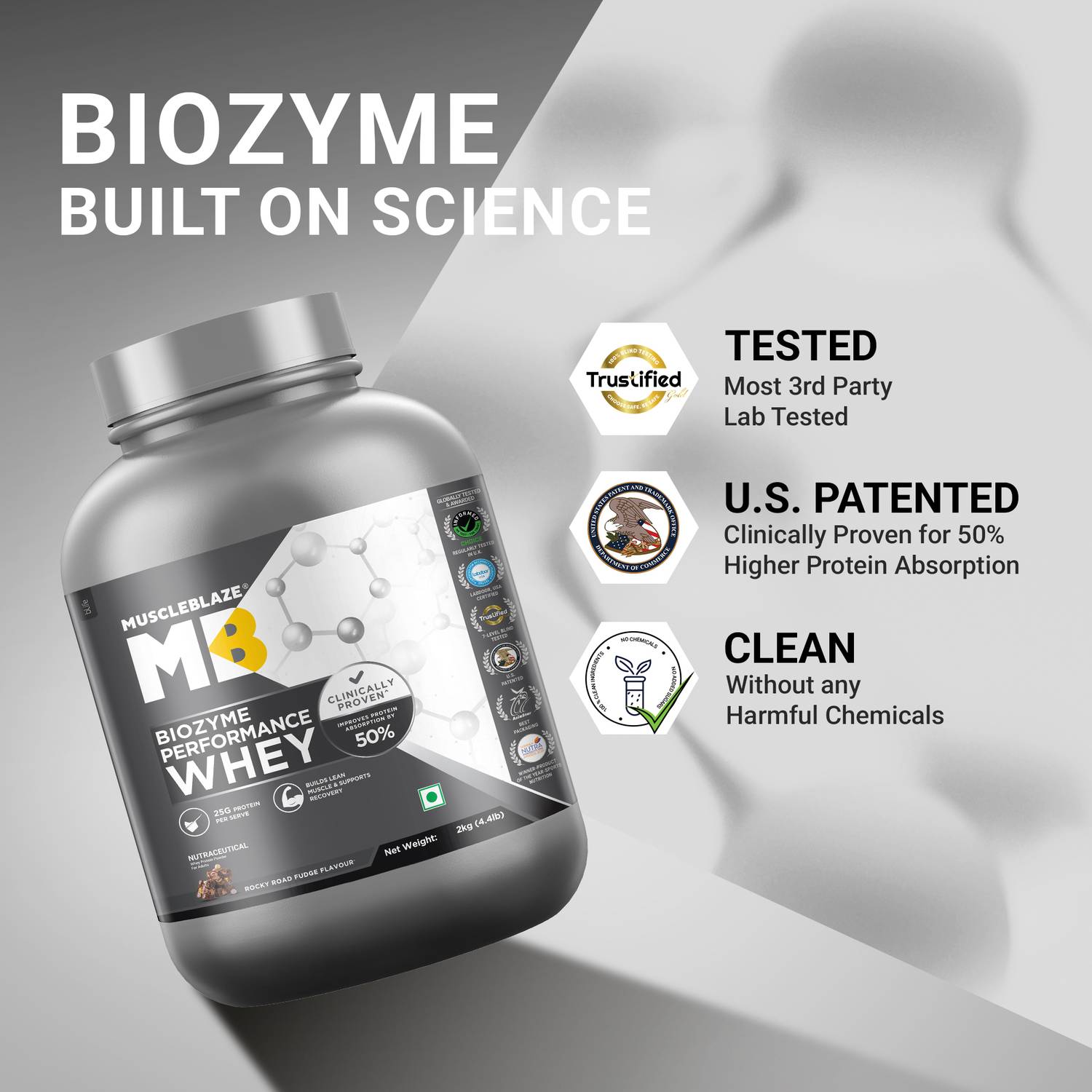MUSCLEBLAZE Biozyme Performance Whey Protein Powder 25g - Image 3