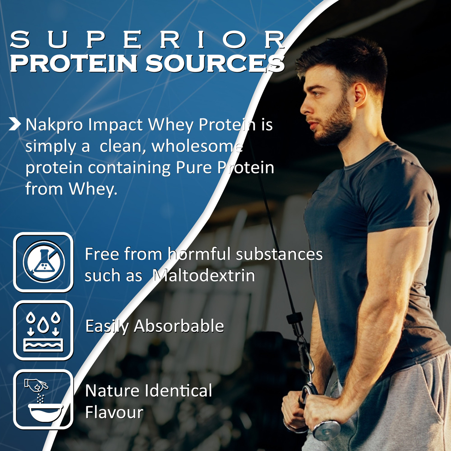 Image of Nakpro Impact Whey Protein Isolate & Concentrate 1.5kg + Creatine Monohydrate 100g | Whey Protein