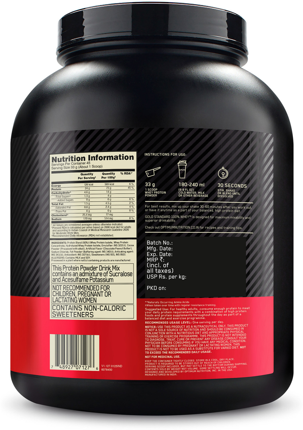 Image of Optimum Nutrition Gold Standard 100% Whey Protein, with Micronised Creatine 125g Whey Protein