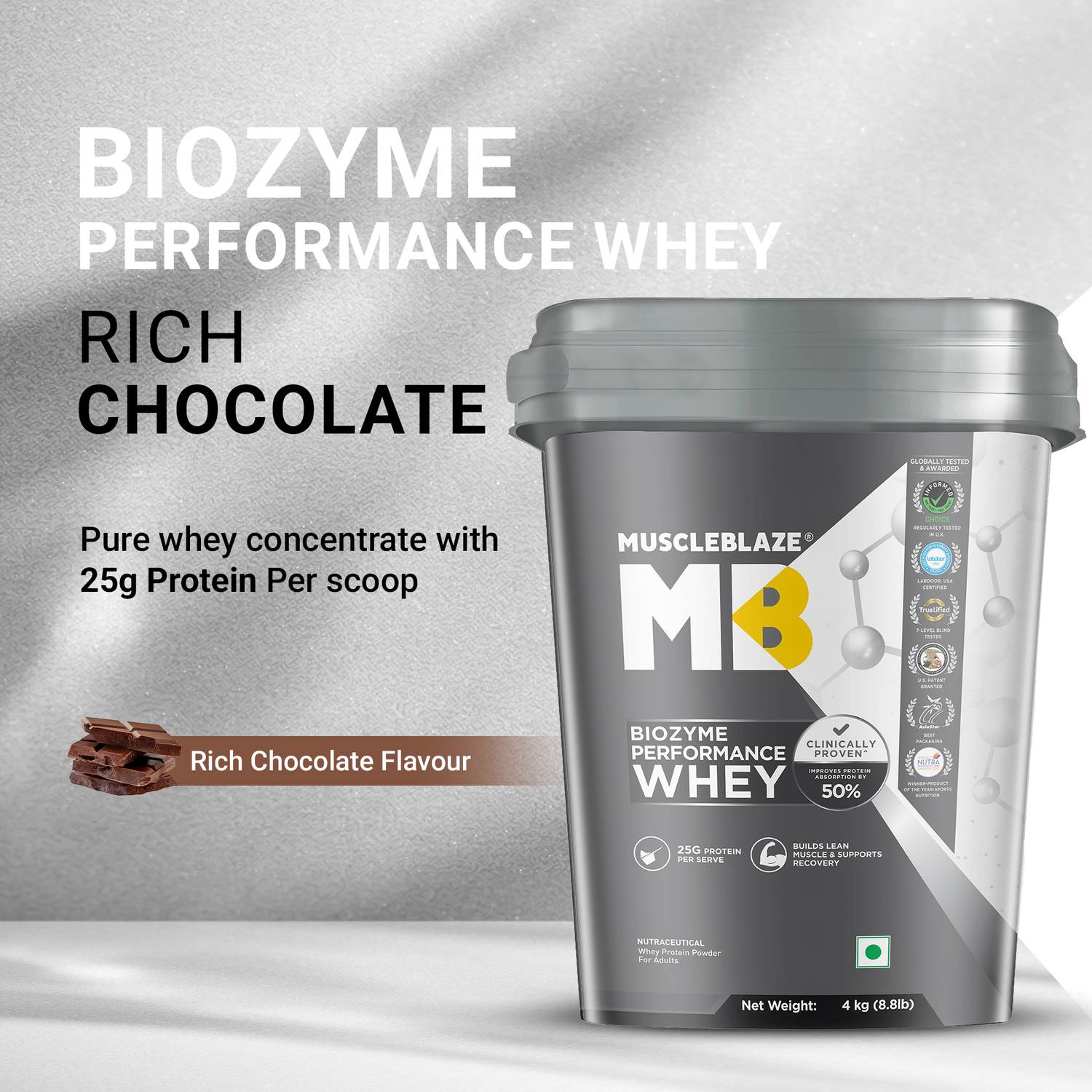MUSCLEBLAZE Biozyme Performance Whey Protein, 25g - Image 3