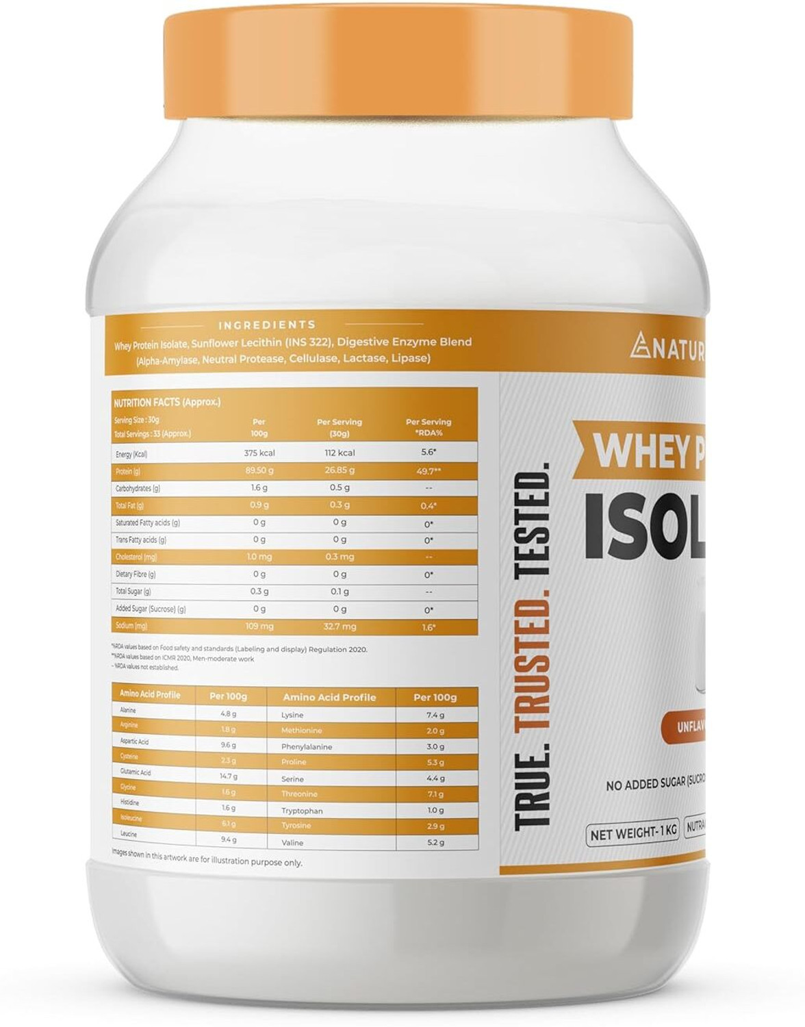 Image of NATURALTEIN Natural Isolate Unflavored | 27g Protein Per Serving | Naturally Sweetened Whey Protein