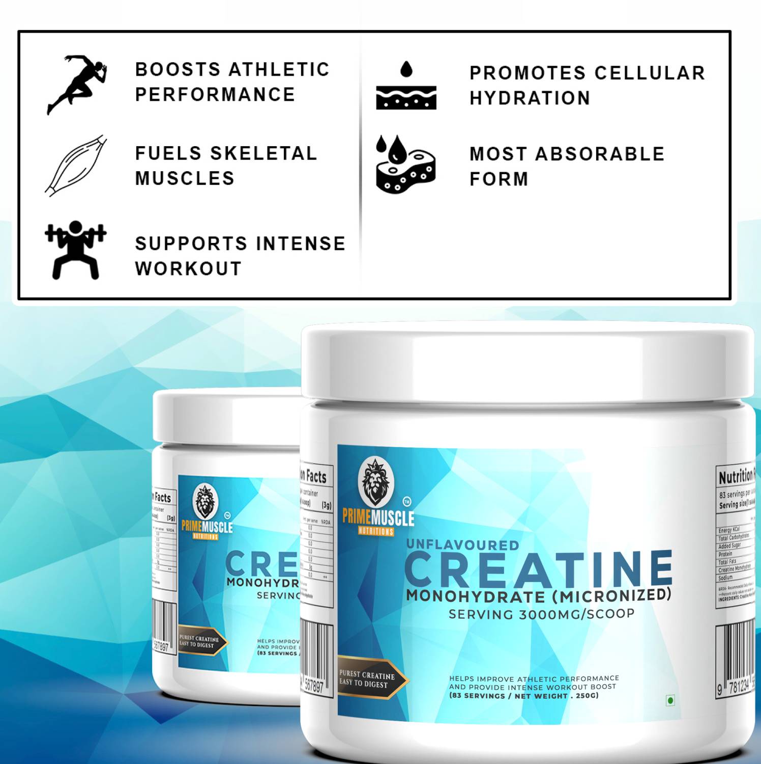 Primemuscle Creatine Monohydrate 83+83 Servings - Image 5