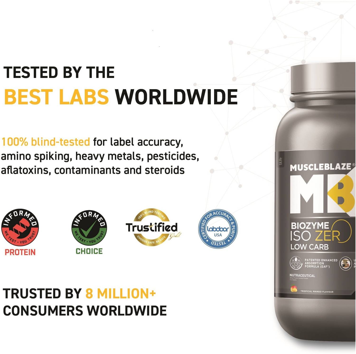 MUSCLEBLAZE Biozyme Iso-Zero Low Carb Whey Protein (27g/scoop) - Image 2