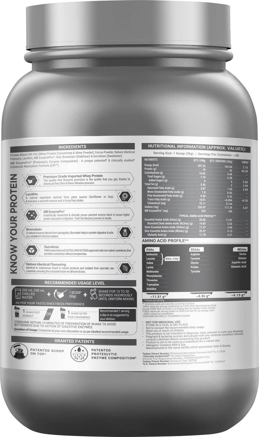 MUSCLEBLAZE Biozyme Performance Whey Protein 25g - Image 5