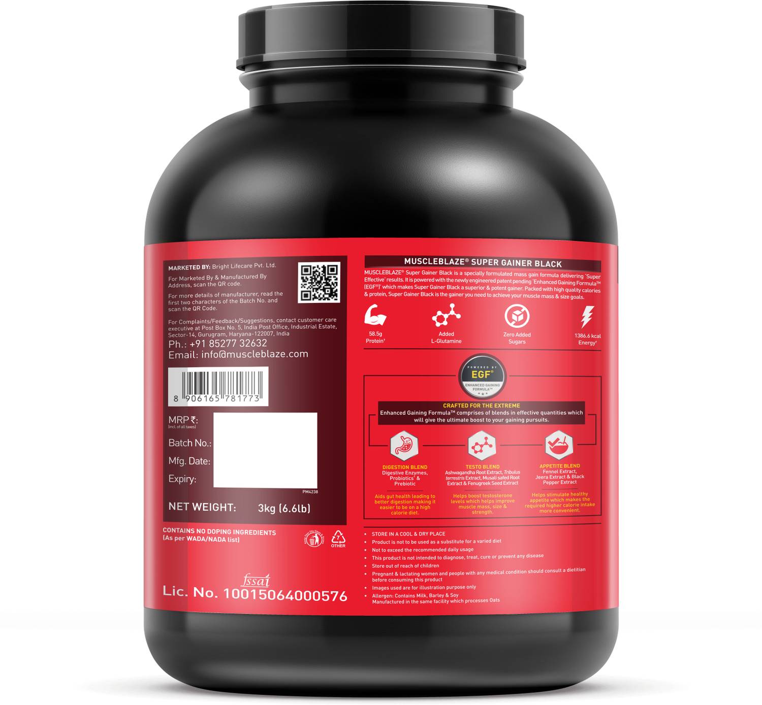 MUSCLEBLAZE Super Gainer Black 1 kg - Image 2