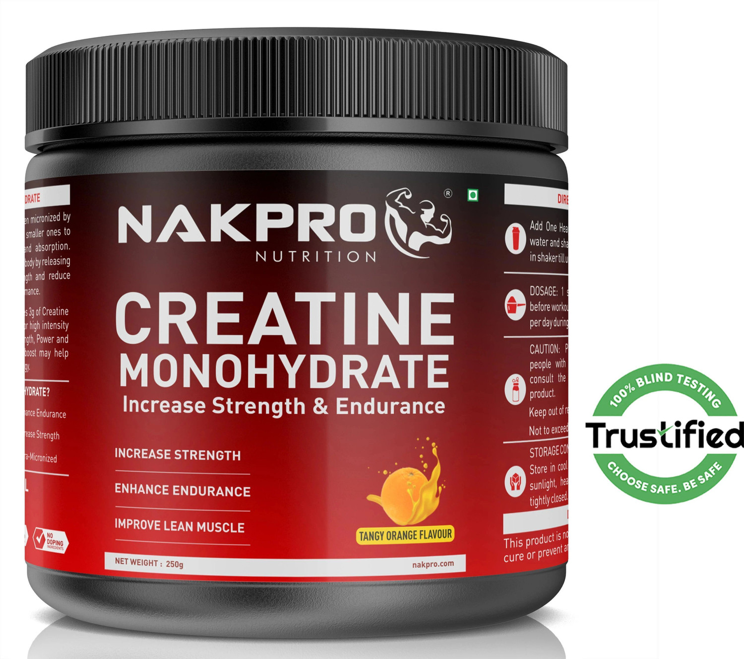 Image of Nakpro Micronized Creatine Monohydrate Jar Trustified Certified, Supports Muscle Growth Creatine