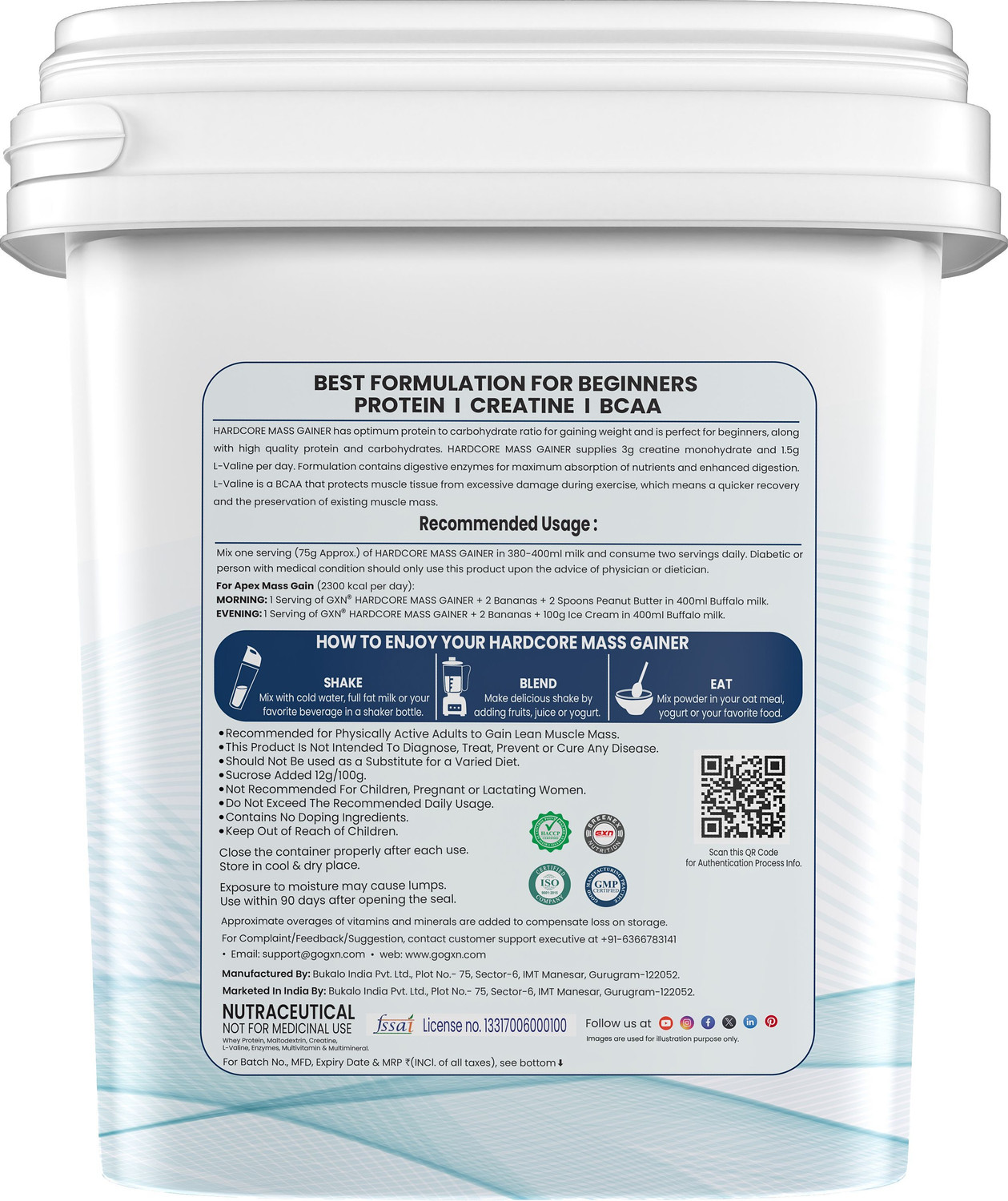 Image of GREENEX NUTRITION Hardcore Mass Gainer Supplement | High Protein For Ultimate Mass Gain | 11 lbs | Weight Gainers /Mass Gainers