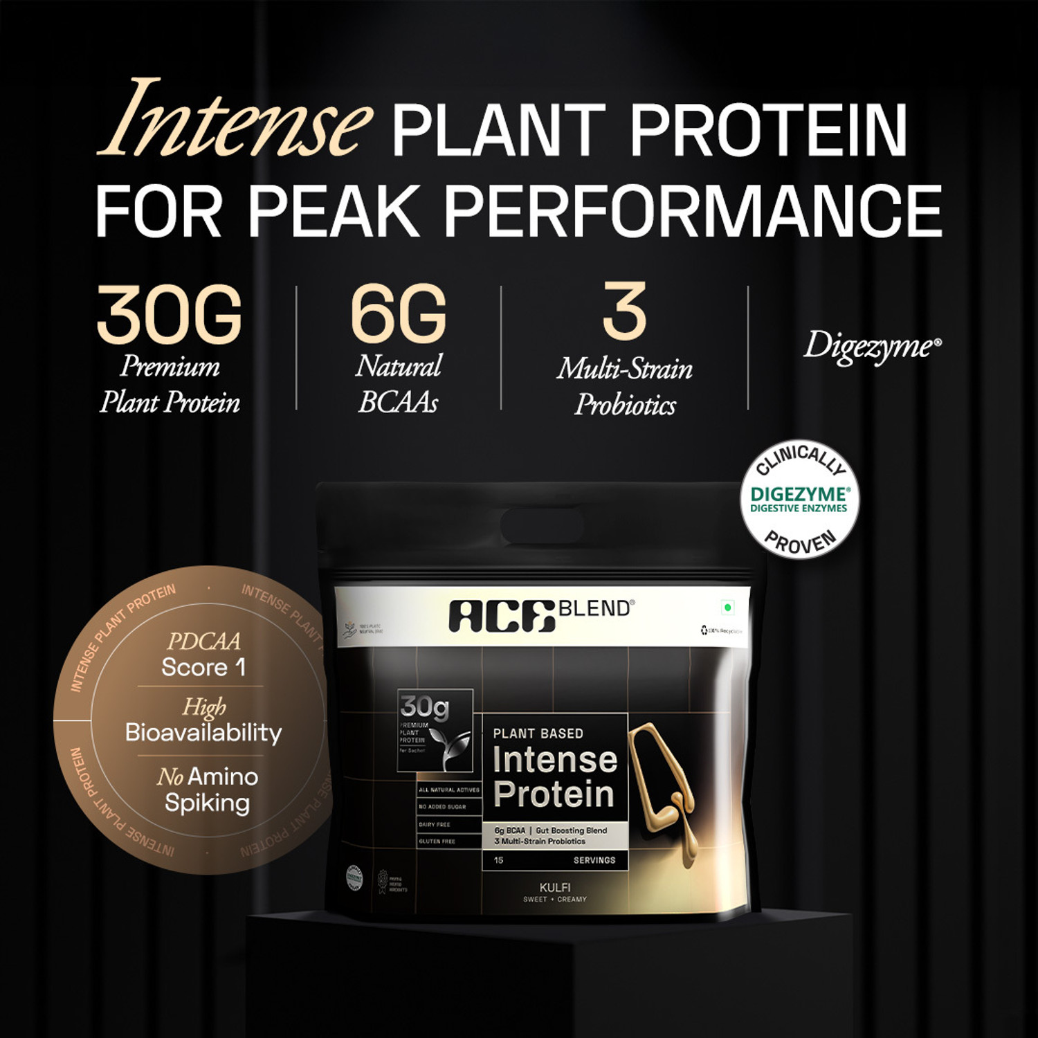 Image of Ace Blend INTENSE, 30G A-Grade Vegan Plant Protein Powder for Men & Women Plant-Based Protein