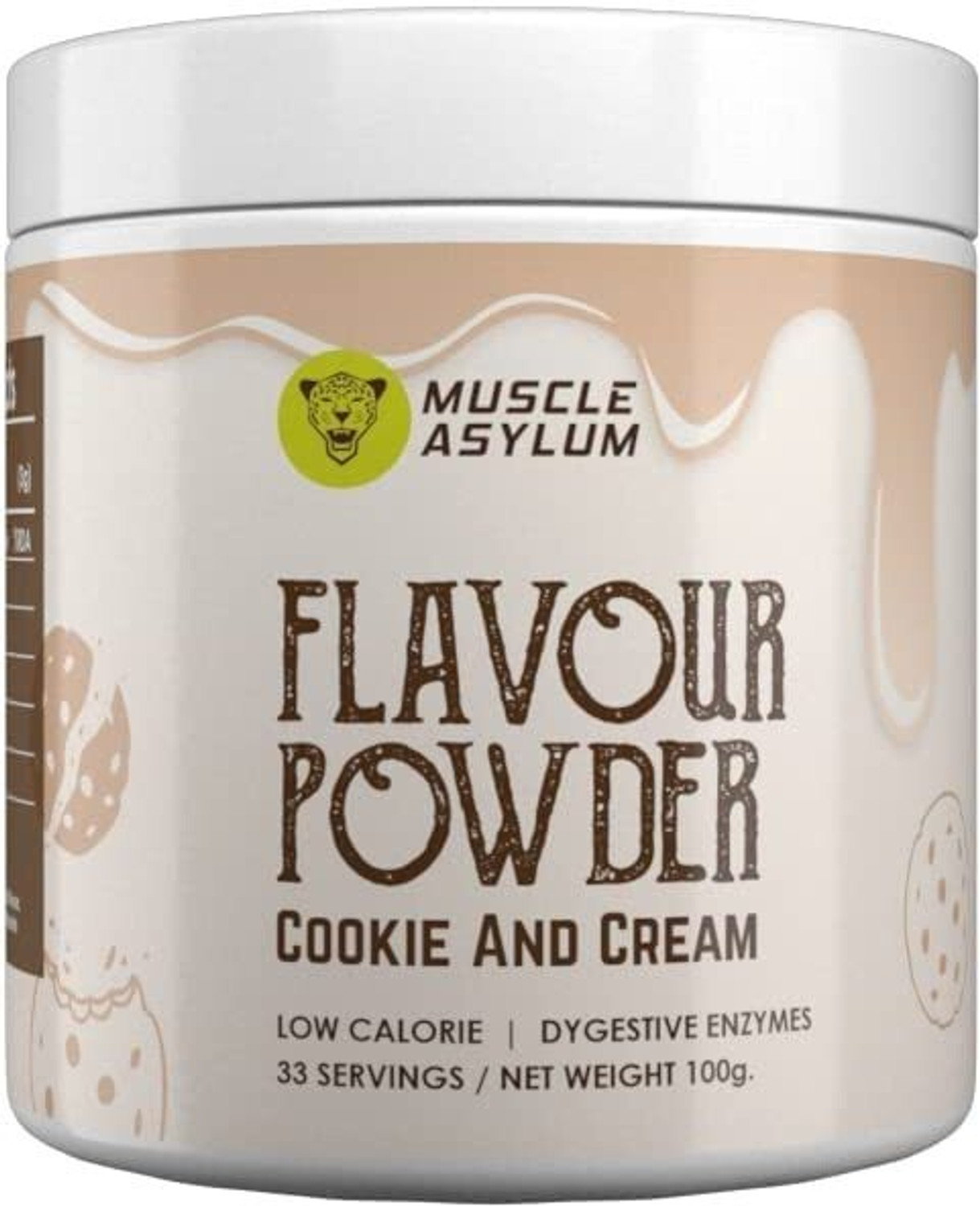 Image of Muscle Asylum Raw Whey Protein Unflavoured, 1 kg and Flavour Powder (Cookie & Cream) Whey Protein