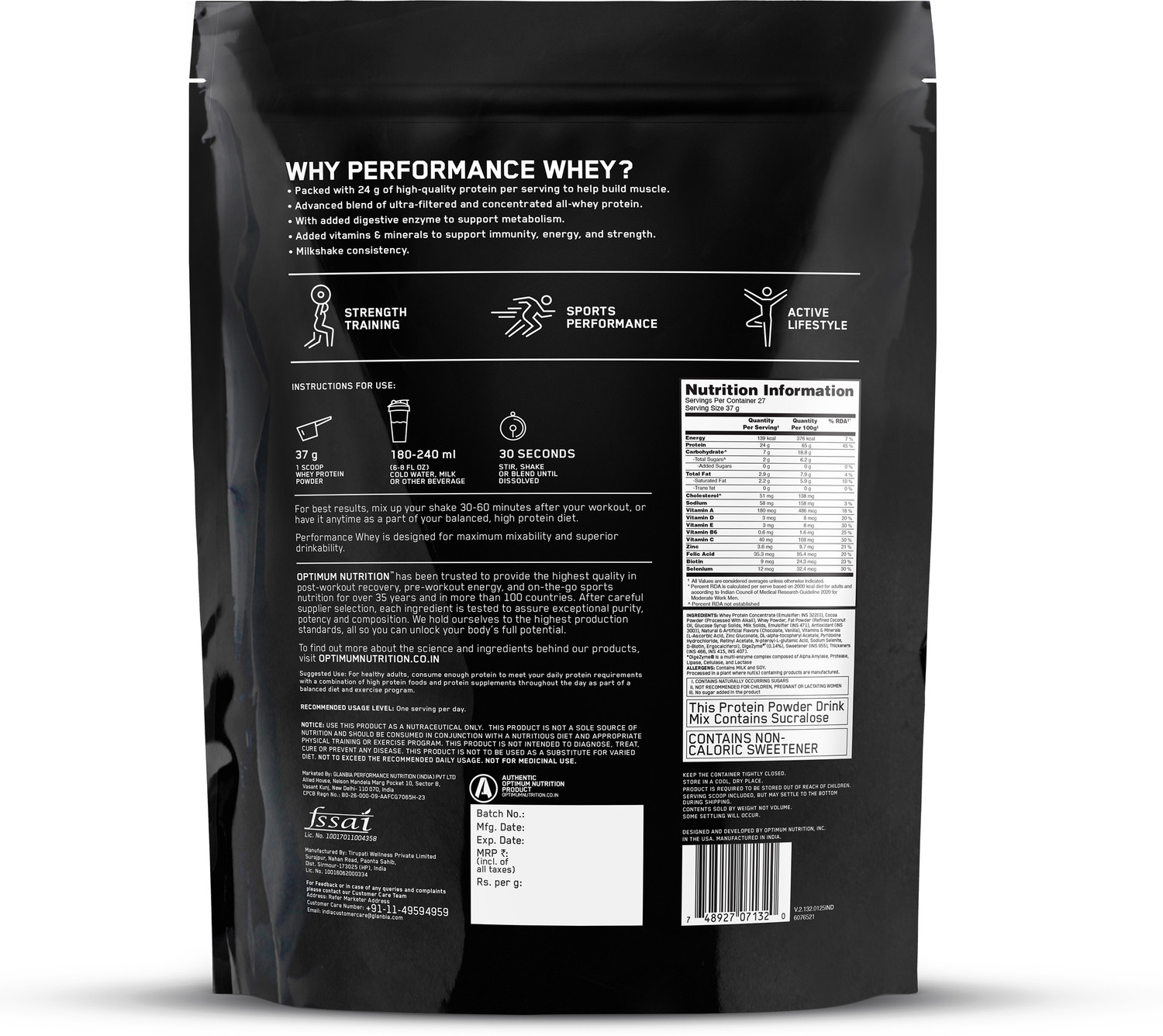 Image of Optimum Nutrition Performance Whey Protein Powder (Pack of 3) Whey Protein