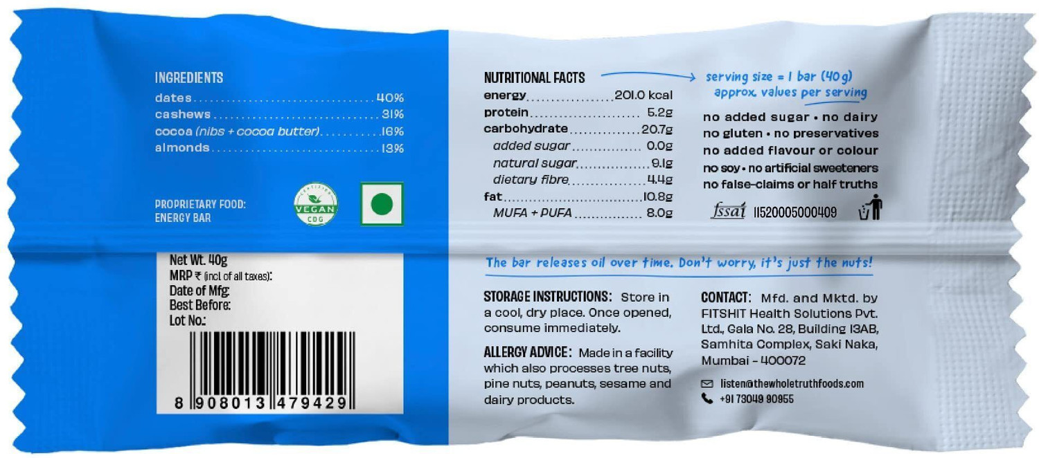 Image of The Whole Truth Almond Choco Fudge Nutrition Bars