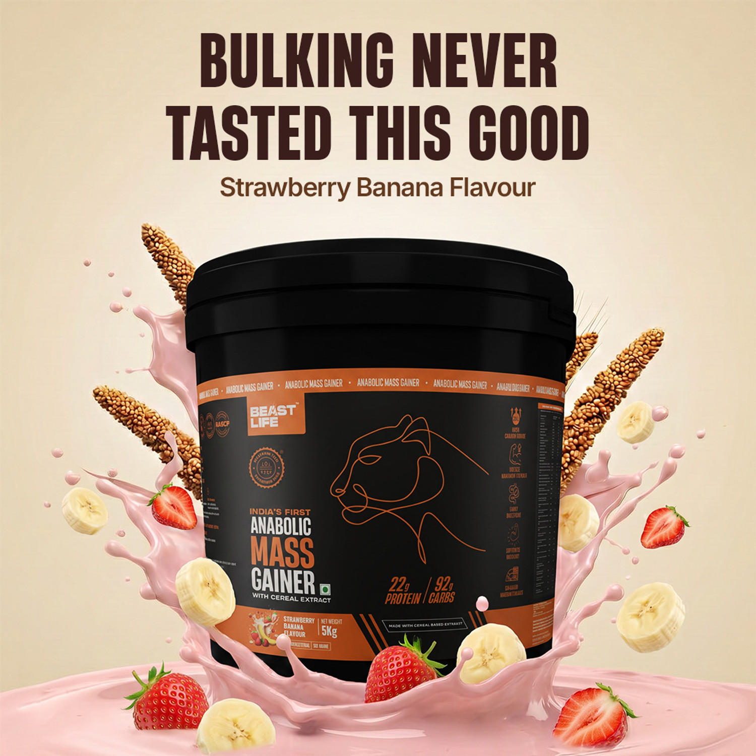 Image of BeastLife High Protein Weight Gainer - No Maltodextrin | Cereal Based Extract Weight Gainers /Mass Gainers