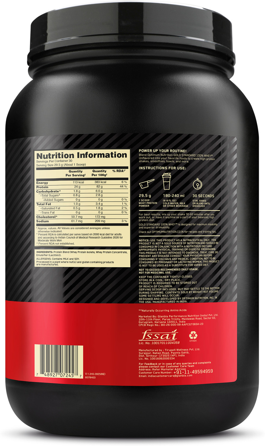 Image of Optimum Nutrition Gold Standard 100% Whey Protein Powder Whey Protein