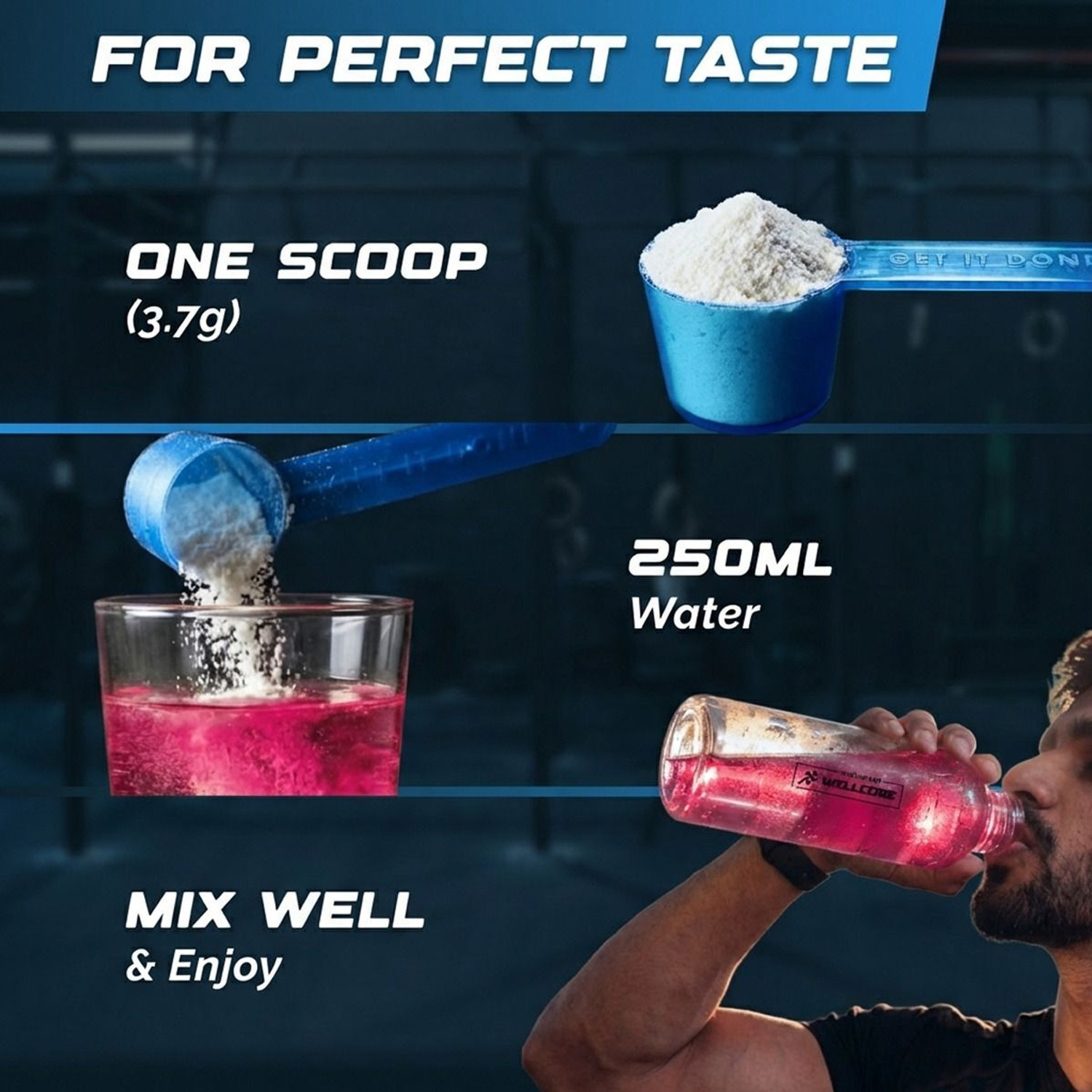 Image of Wellcore Micronised Creatine Monohydrate (307g, Fruit Fusion) + Premium Glass Bottle | Creatine