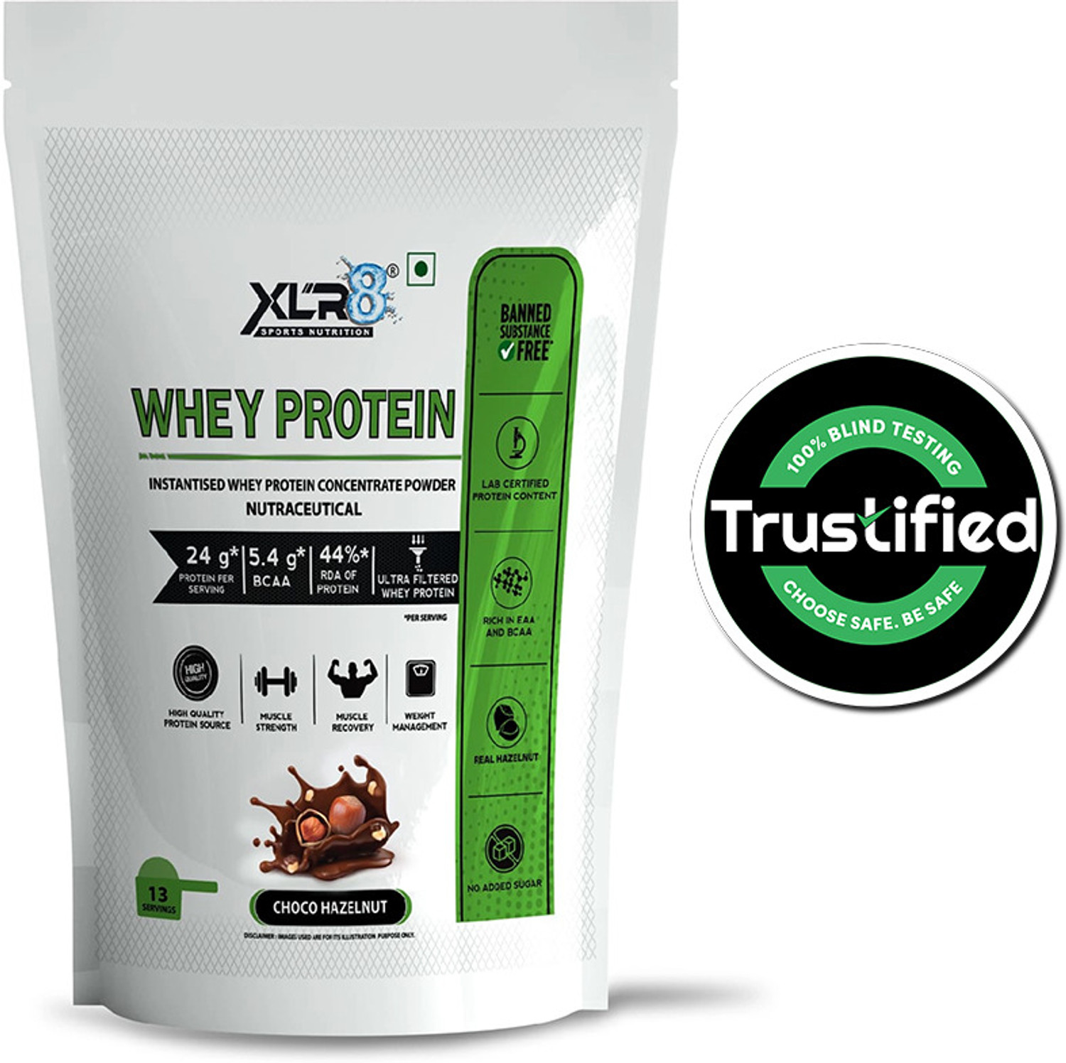 Image of XLR8 Whey Protein with 24 g protein, 5.4 g BCAA - 1 lbs / 454 g Whey Protein